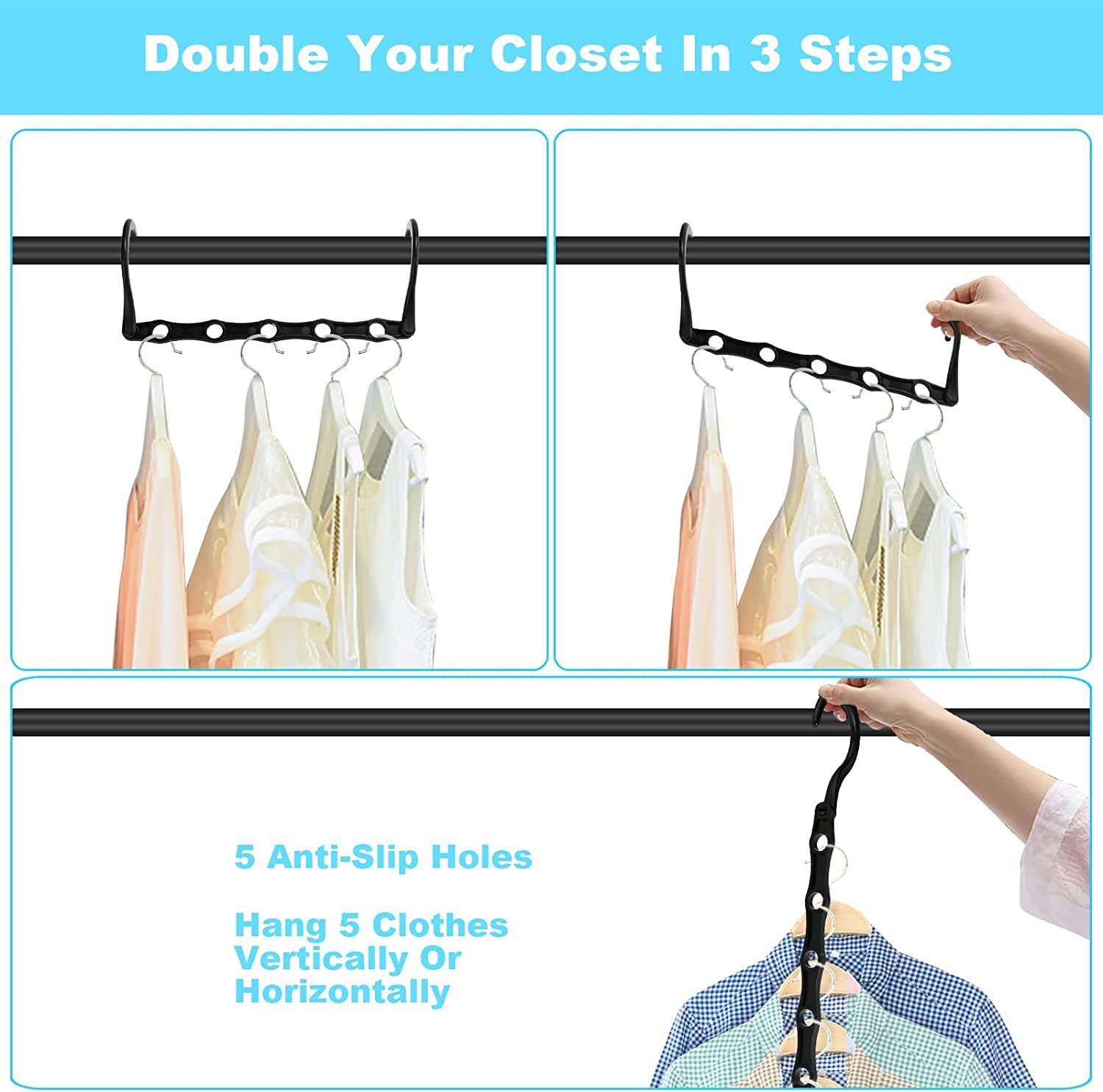 Space Saving Hangers for Clothes 10 Pack, Black Magic Hangers Multi Hangers Organizer, Closet Organizers and Storage System โ image 4