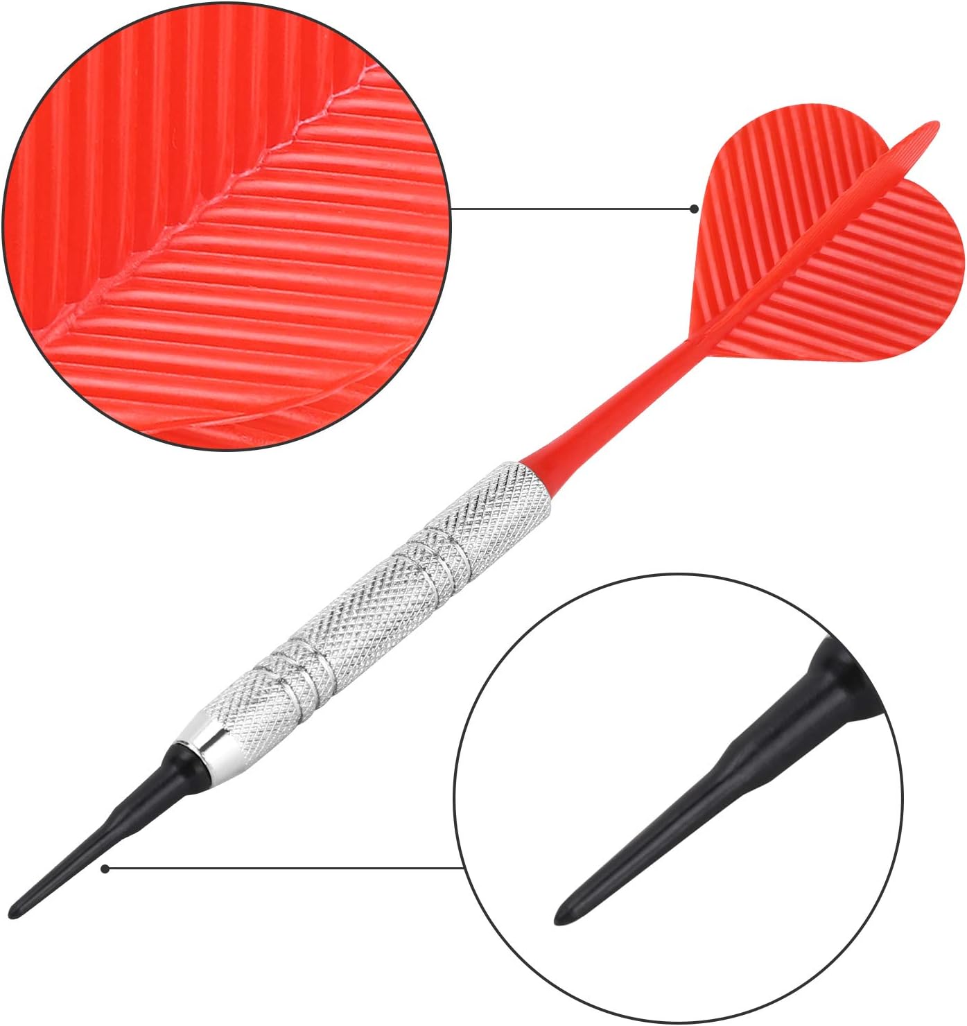 12 Pack Soft Tip Darts, Bar Dart, Plastic Tip Darts Set, Attach Extra 100 Black 2BA Replacement Tips, Soft Tip Darts for Electronic/Plastic Dartboard — image 3