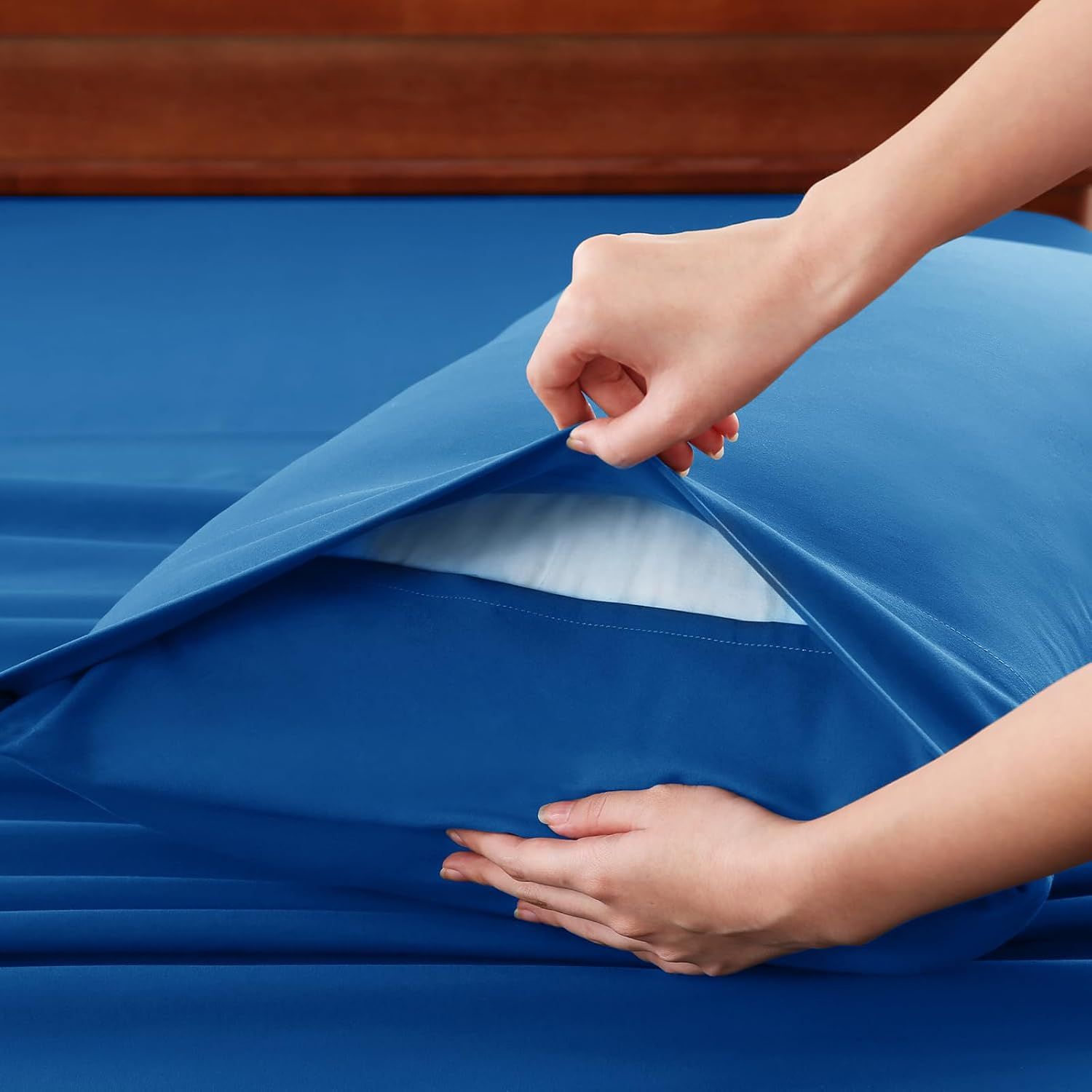 Hotel Soft Bed Sheet Set- Bedding Sheets & Pillowcases -Breathable Bedding - Wrinkle, Fade, Stain Resistant-Deep Pocket Flat Fitted Bed Sheet Set(Royal — image 6