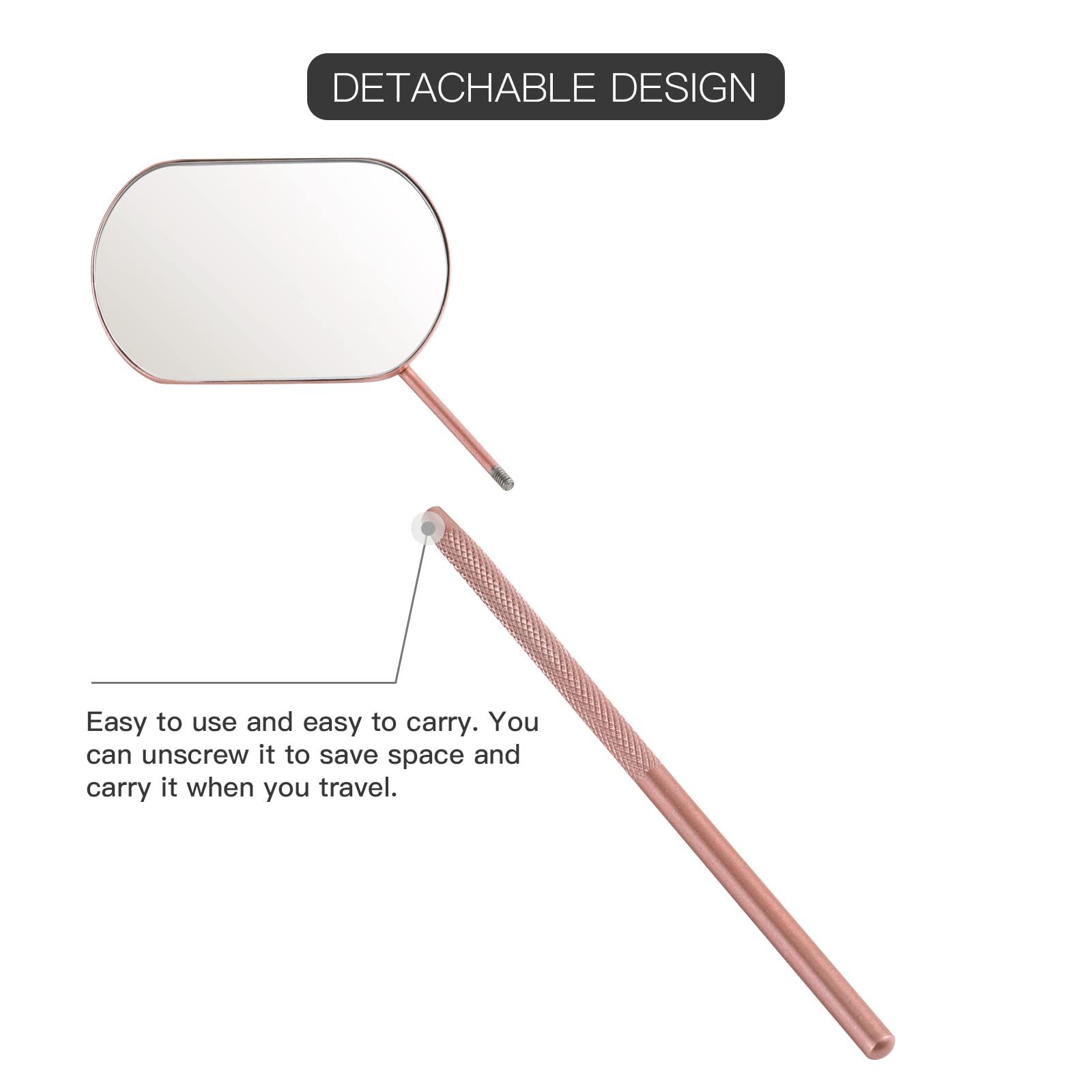 Pretty memory Lash Mirror, 2.2Inches Stainless Steel Makeup Mirror, Eyelash Extensions Accessories for Lash Extension (Rose Gold) — image 4