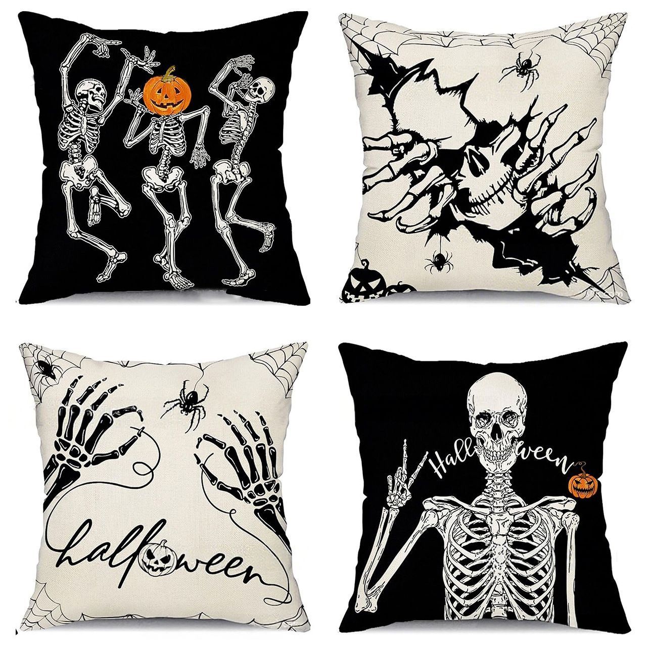 4PC Holiday Decorative Pillow Cover Designed For Halloween & Christmas, Style‑100, Suitable For Sofa, Living Room, Bedroom, 45 × 45cm, Pillow Insert Not