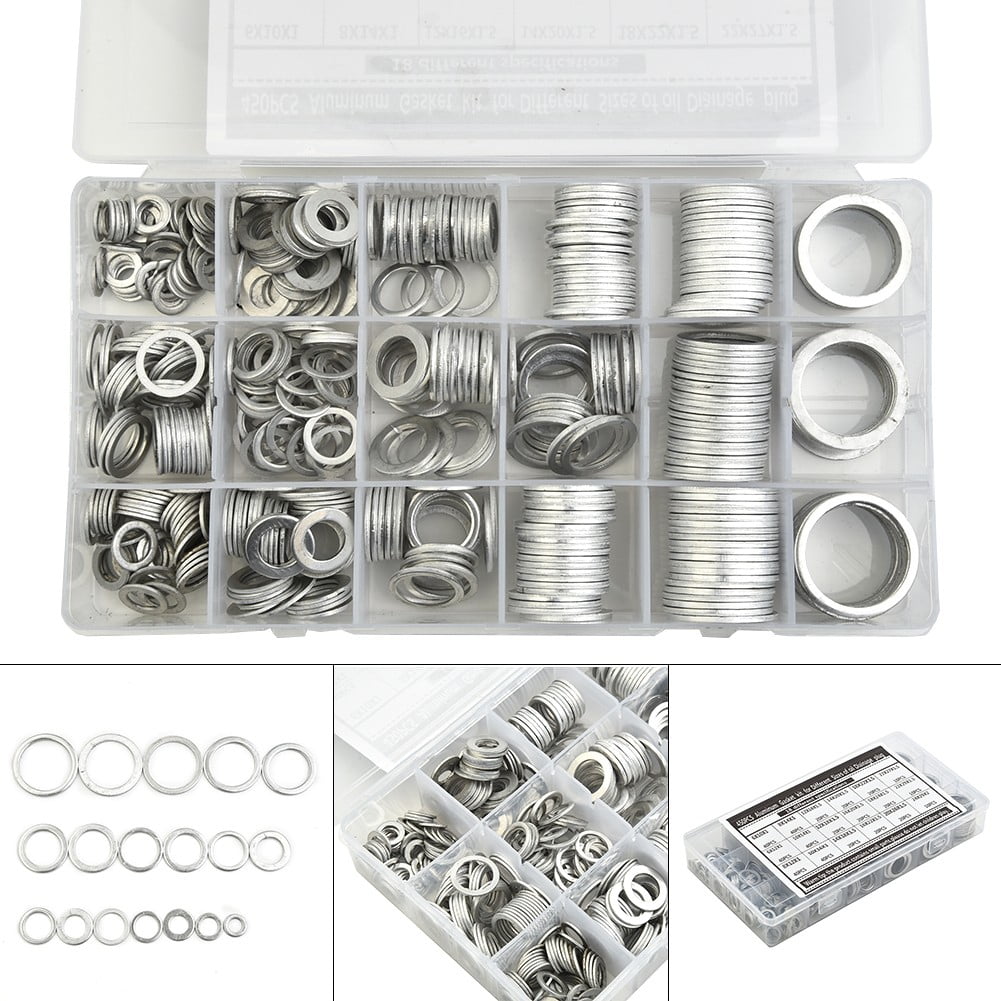18Sizes 450Pcs Car Engine Oil Drains Plug Aluminum Washer Gasket Nut Bolt Set Sealing Ring O Rings Kit Set Smile Home — image 4