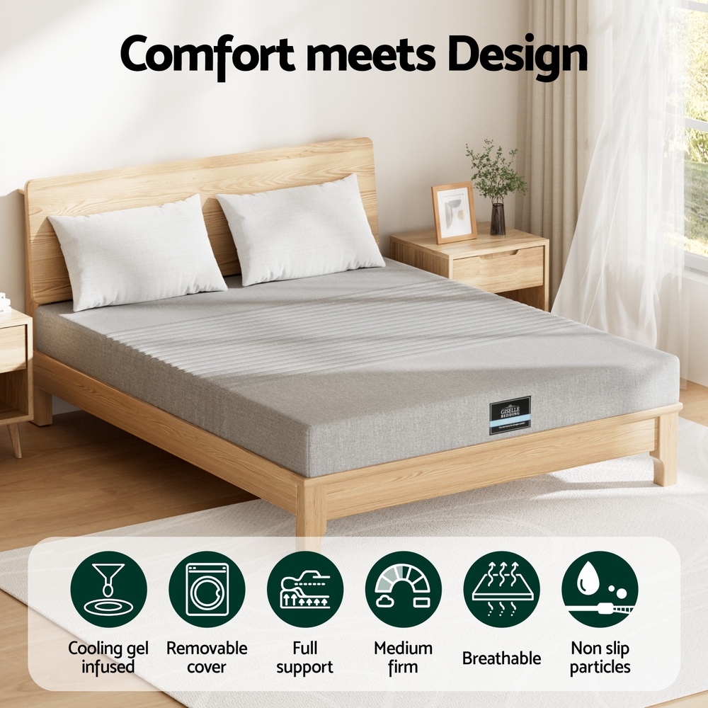 Giselle Bedding Cool Gel Memory Foam Mattress Charcoal 7-Zone Washable Bamboo Cover 15cm King — image 4