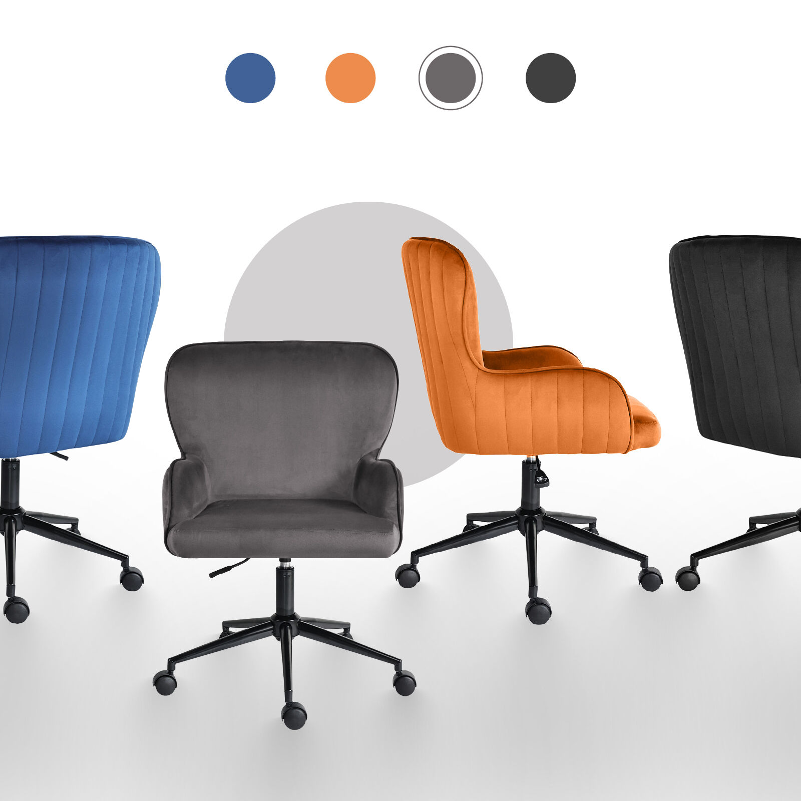 Desk Armchair - Home Office Swivel Chair Adjustable Height Seat PLUME GREY — image 4