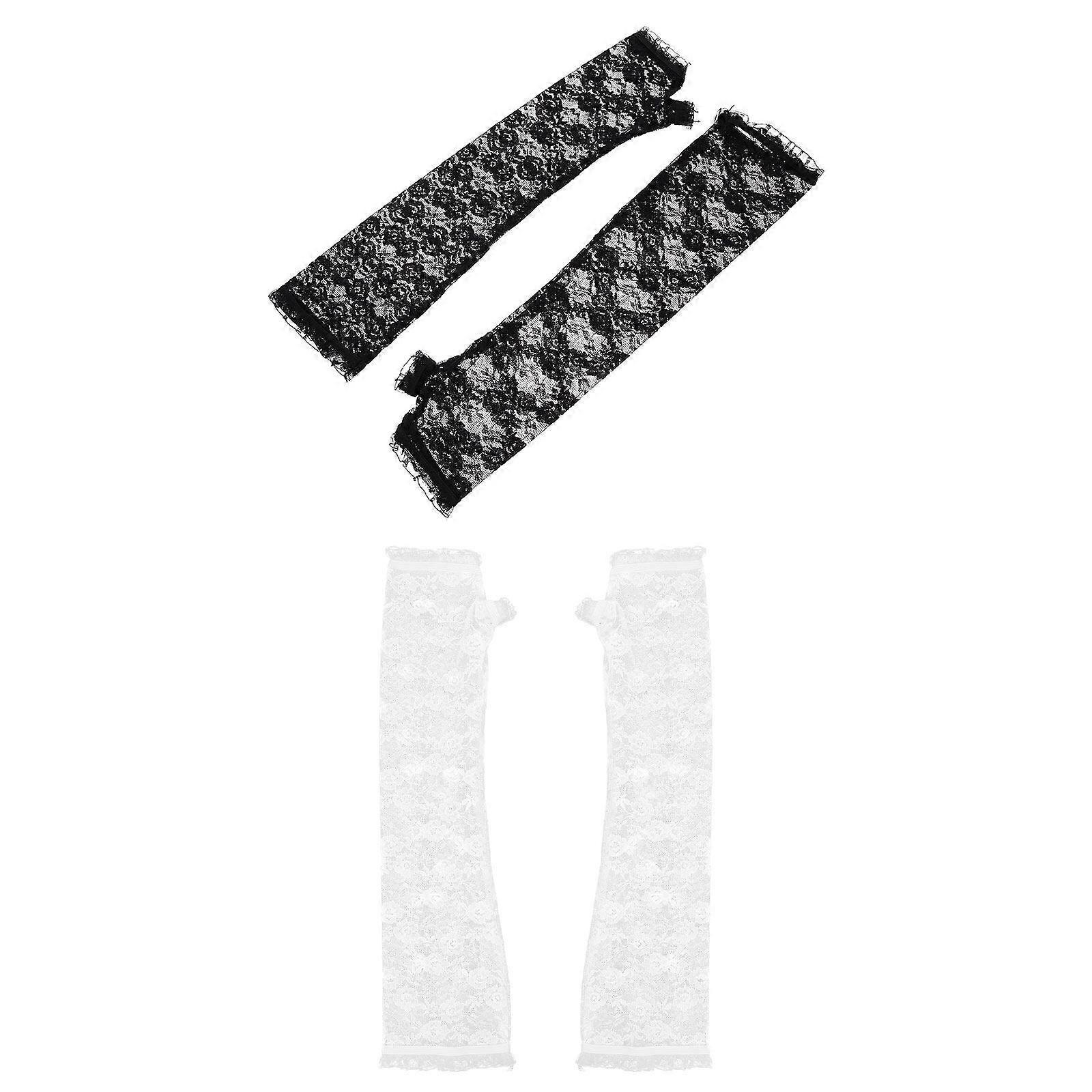 2 Pairs Women Cooling Arm Sleeves Lace Summer Design — image 2