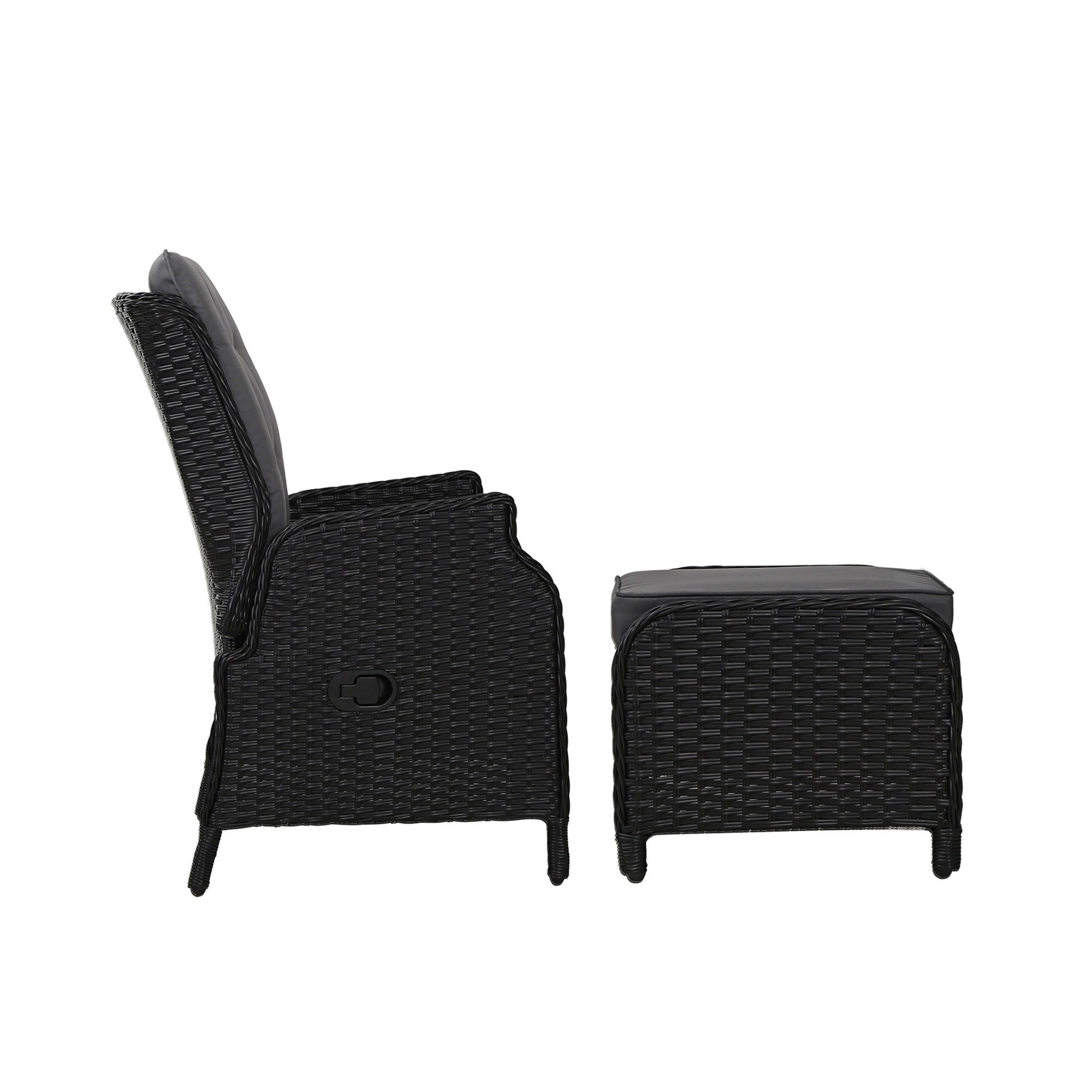 Gardeon Recliner Chair Sun lounge Wicker Lounger Outdoor Furniture Patio Adjustable Black — image 4