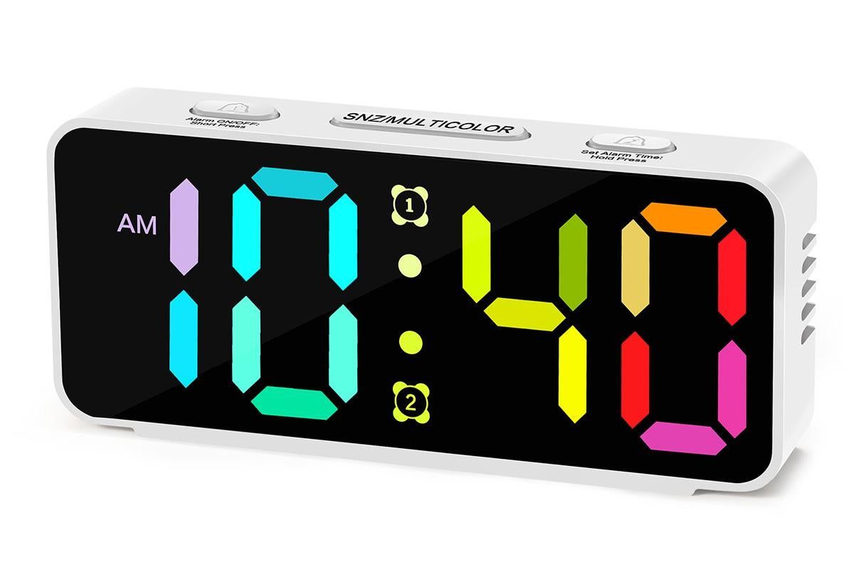 Small Digital Alarm Clock with 5 Dimmers and 5 Alarm Volumes for Bedrooms - White