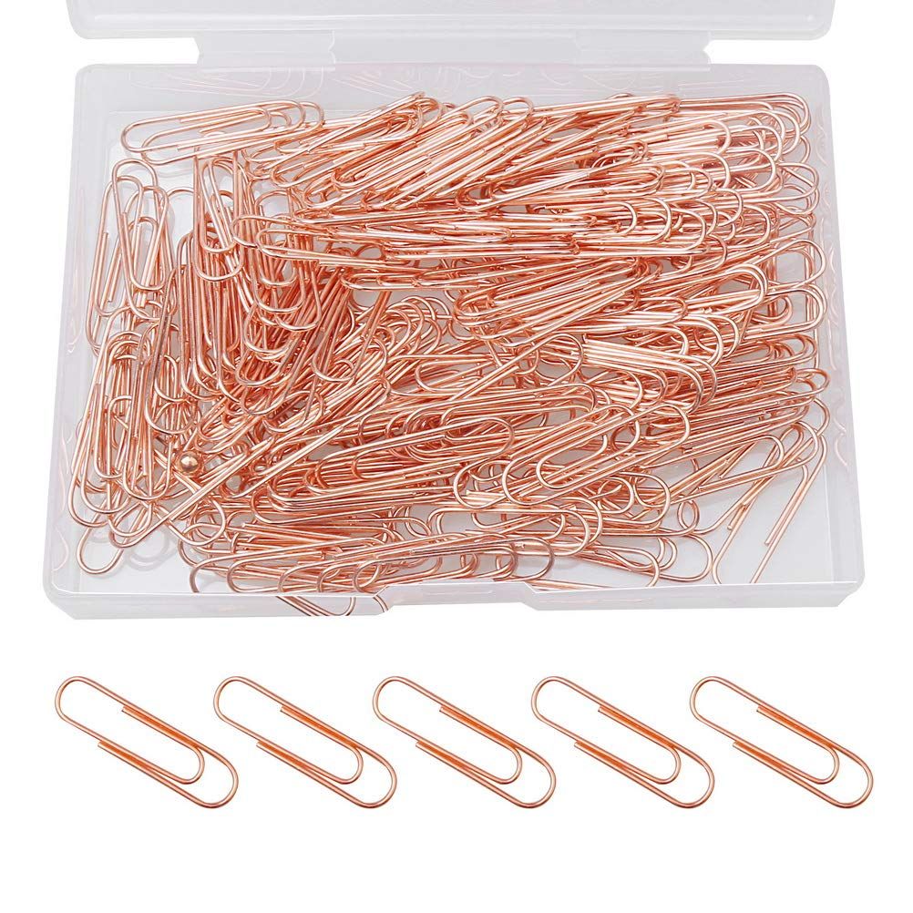 240 Pcs Rose Gold Paper Clips, 1.1" (28mm) Smooth Finish Steel Wire Paperclips Medium Size Paper Clips for Organizing School
