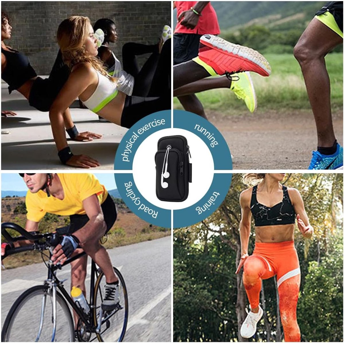 Running Armband - Phone Armband - Wearable Phone Armband - With Earphone Hole and Phone Pocket for Running - Armband for Fitness and Cycling (Black) — image 4