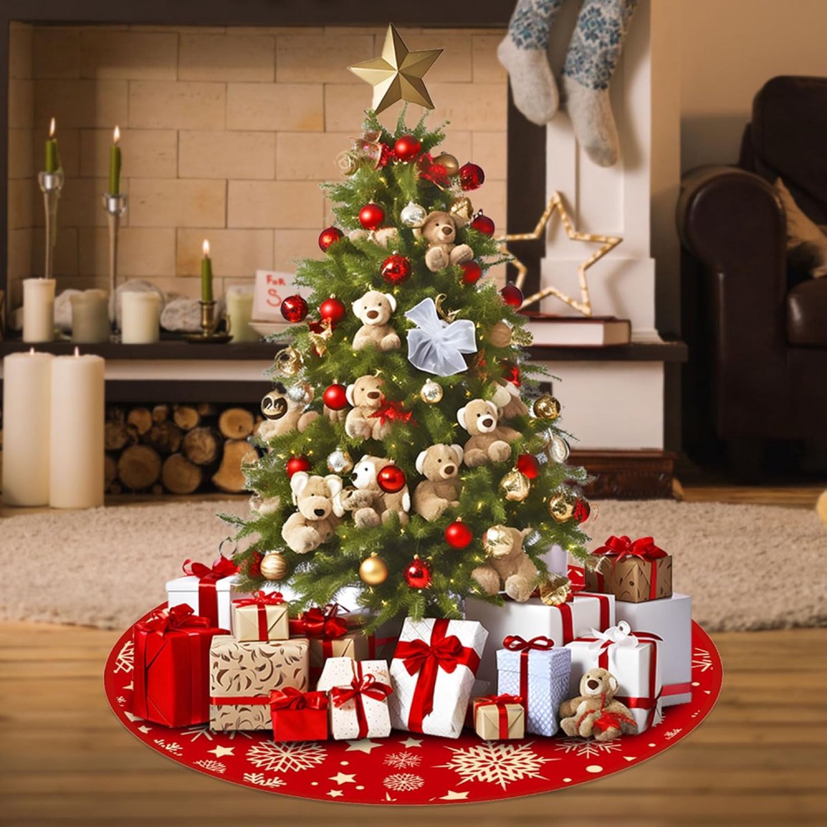Christmas tree skirt - Christmas tree rug - Christmas rug - Tree blanket - Christmas tree rugs - 90 cm - Christmas tree decoration - Christmas tree rug for — image 4