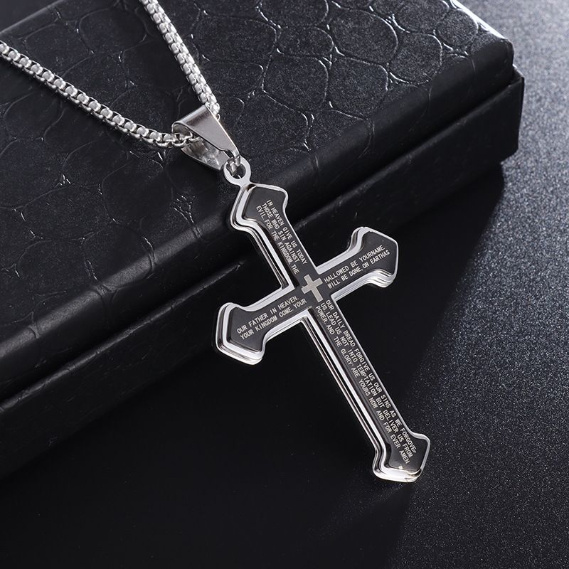 Puhai Stainless Steel Cross Necklace Silver Snake Bone Gold โ image 3