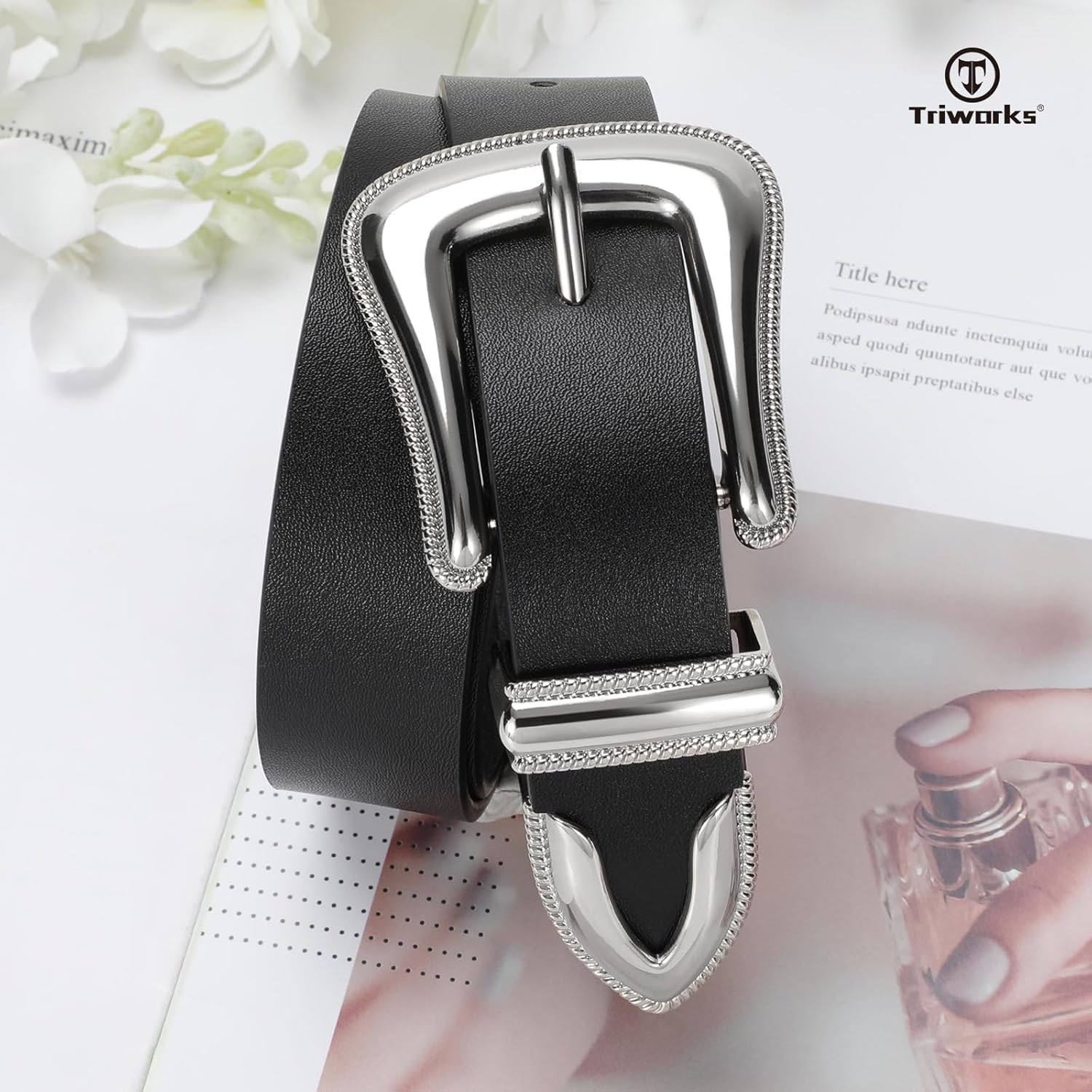 Women Leather Belt Fashion Leather Waist Belt for Pants Jean Ladies Western Leather Belt — image 3