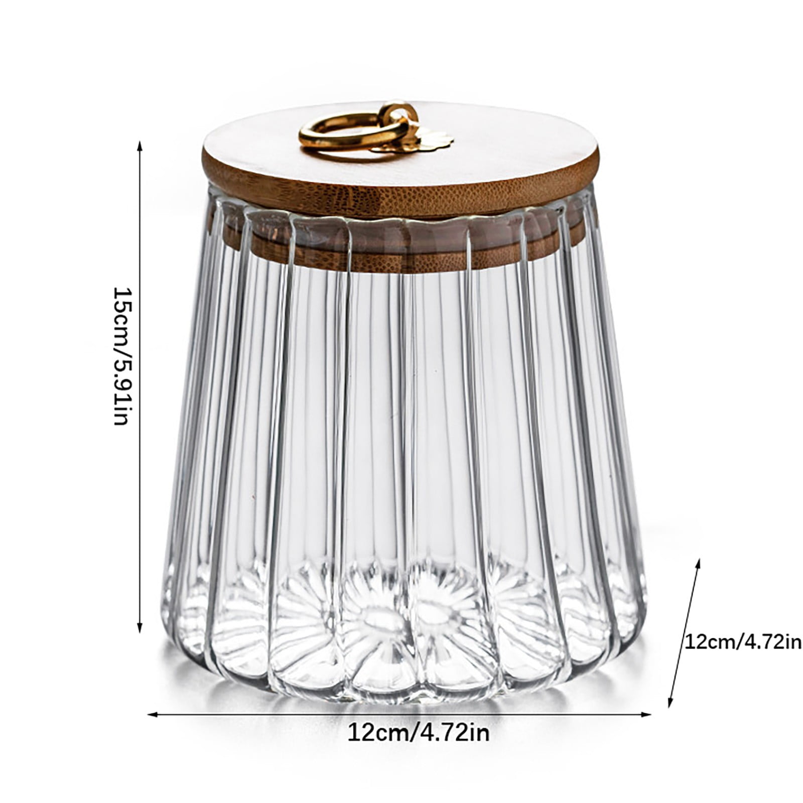 Ribbed Glass Food Storage Jar with Bamboo Lid, Airtight Canister for Sugar, Coffee Beans, Tea, Candy and Countertop Organisation โ image 5