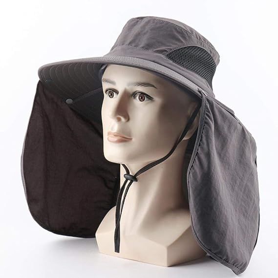 Women Wide Brim Face Mask Sun Hat Detachable Neck Face Flap Ponytail UV Protection Visor Hat Garden Fishing Hiking β image 4
