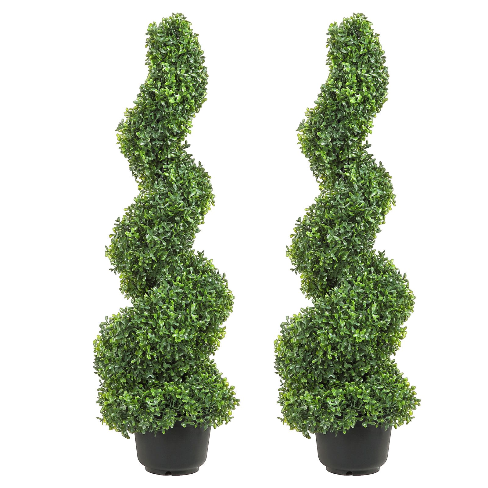 Artificial Topiaries Boxwood Trees, 7.6cm Tall (2 Pieces) Faux Topiary Plant Outdoor, All-year Green Feaux Plant w/ Replaceable Leaves for Decorative