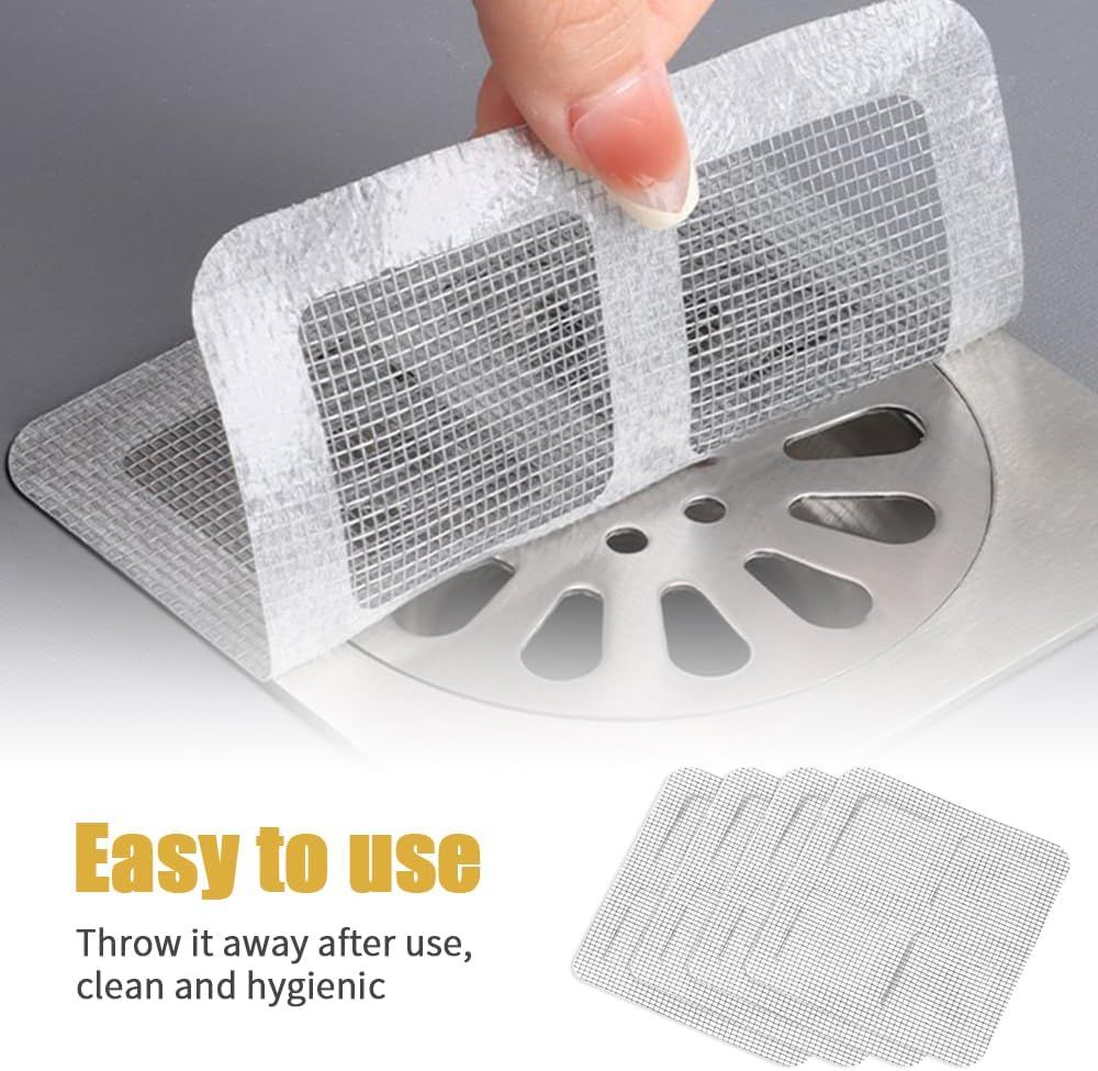 Disposable Shower Drain Hair Catcher, Disposable Hair Drain Stickers Drain Mesh Cover Bathroom Shower Drain Protector for Bathroom Laundry Kitchen Sink for — image 4