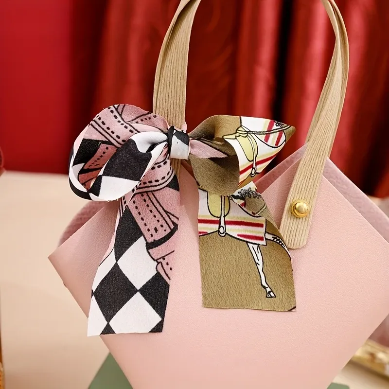 10PCS๐ French Luxury Scarf Handbag Gift Box | Mini Cute DIY Party Favor Bag, Top Choice for Wedding Favors & Bridal Showers/PINK โ image 2