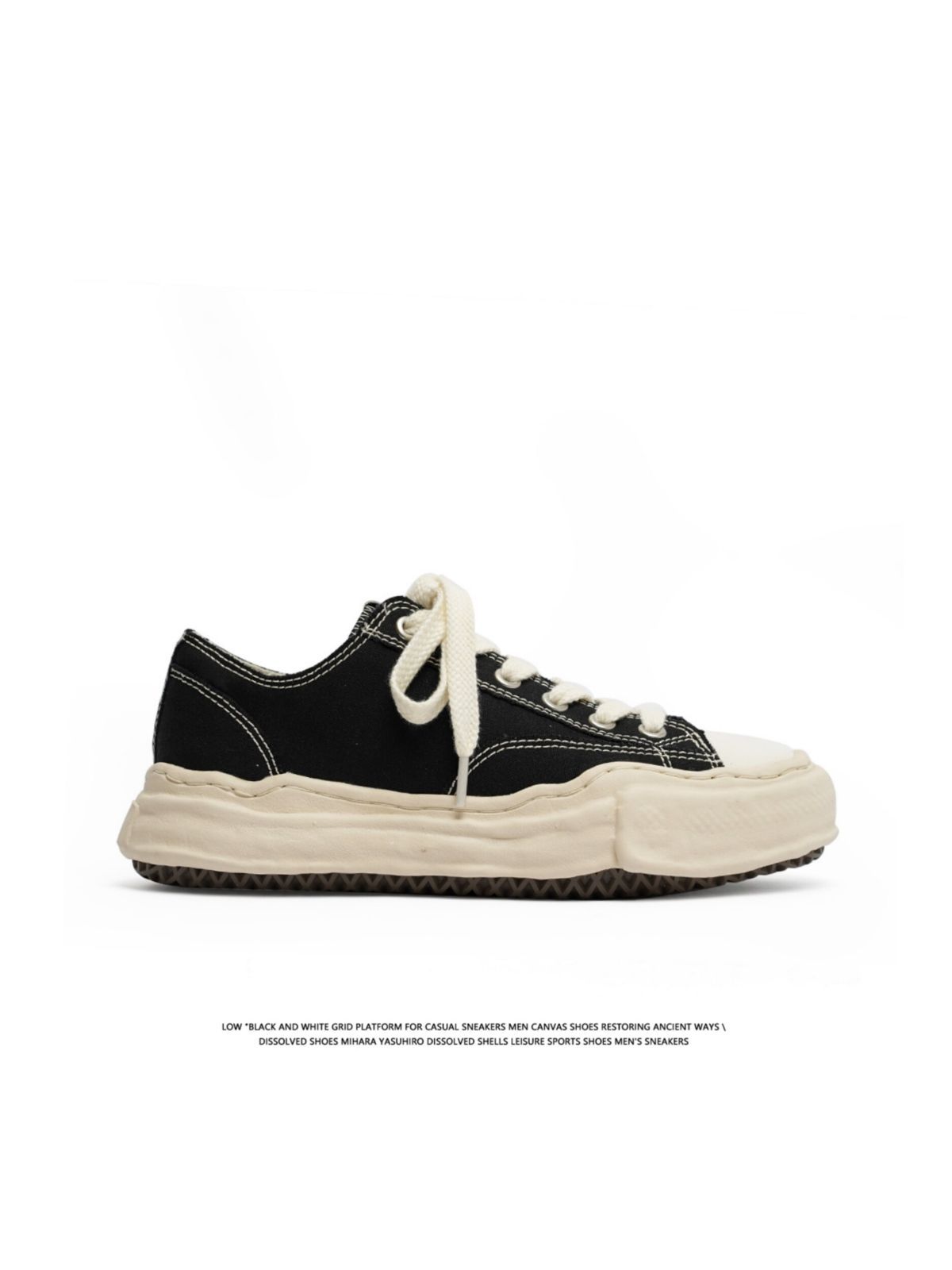 Canvas Sneakers Platform Sneakers Height-Increasing Shoes Unisex Casual Shoes - Black and white - Size 7(AU7/EU38) — image 2