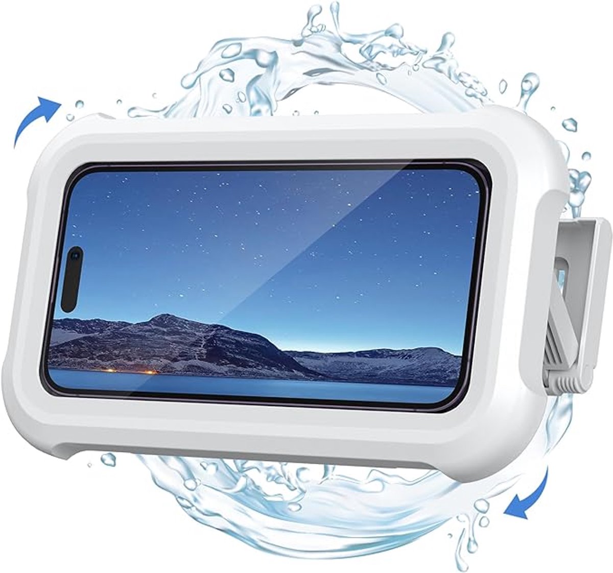 1-Piece Shower Phone Holder - Waterproof - 360ยฐ Rotatable, Retractable & Adjustable Phone Case - Bathroom Wall Mount - Waterproof & Anti-Fog Phone Case