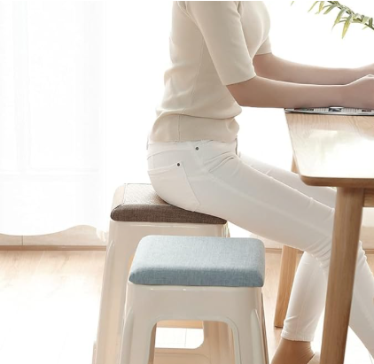 Square bar stool cushion with ties, breathable and non-slip square chair pad, 28*28*3.5 cm memory foam children's stool cushion (Cat design) β image 2