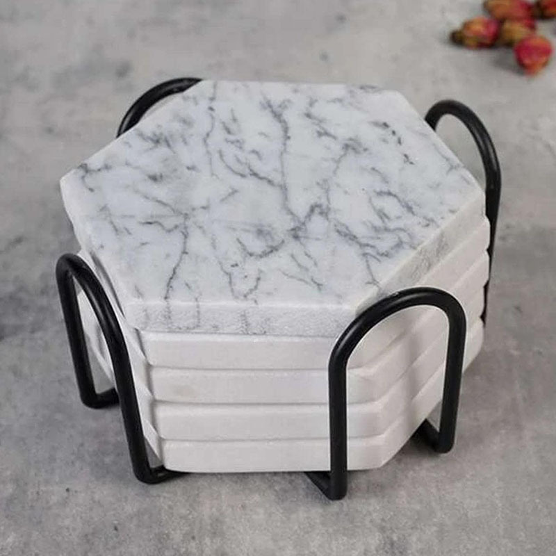 5-PCS Universal Black Metal Coaster Holder Iron Storage Stand for Round Square and Octagon Coasters Table Organiser โ image 2