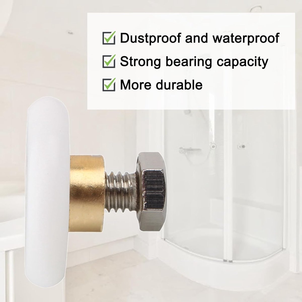 4 pieces - Shower door caster - Shower door wheels - Shower wheels - Sliding door wheels - Shower cabin wheels - diameter 19mm - Replacement parts for bathroom — image 2