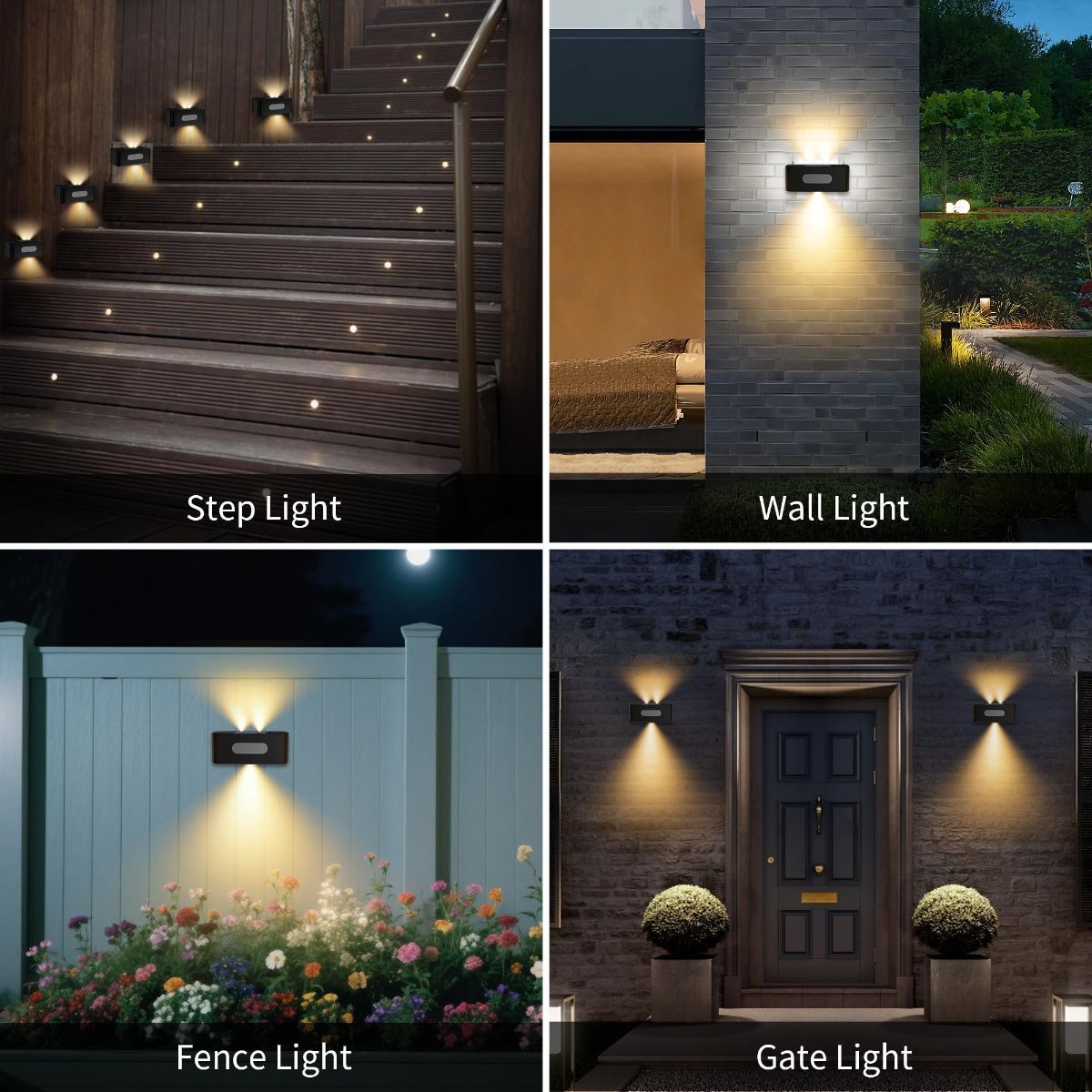 Solar Fence Lights, Solar Wall Lights Waterproof Outdoor Up and Down Lighting for Outside, Garden, Walkway, Door, Porch, Deck - Warm White - Size 4 Pack — image 5