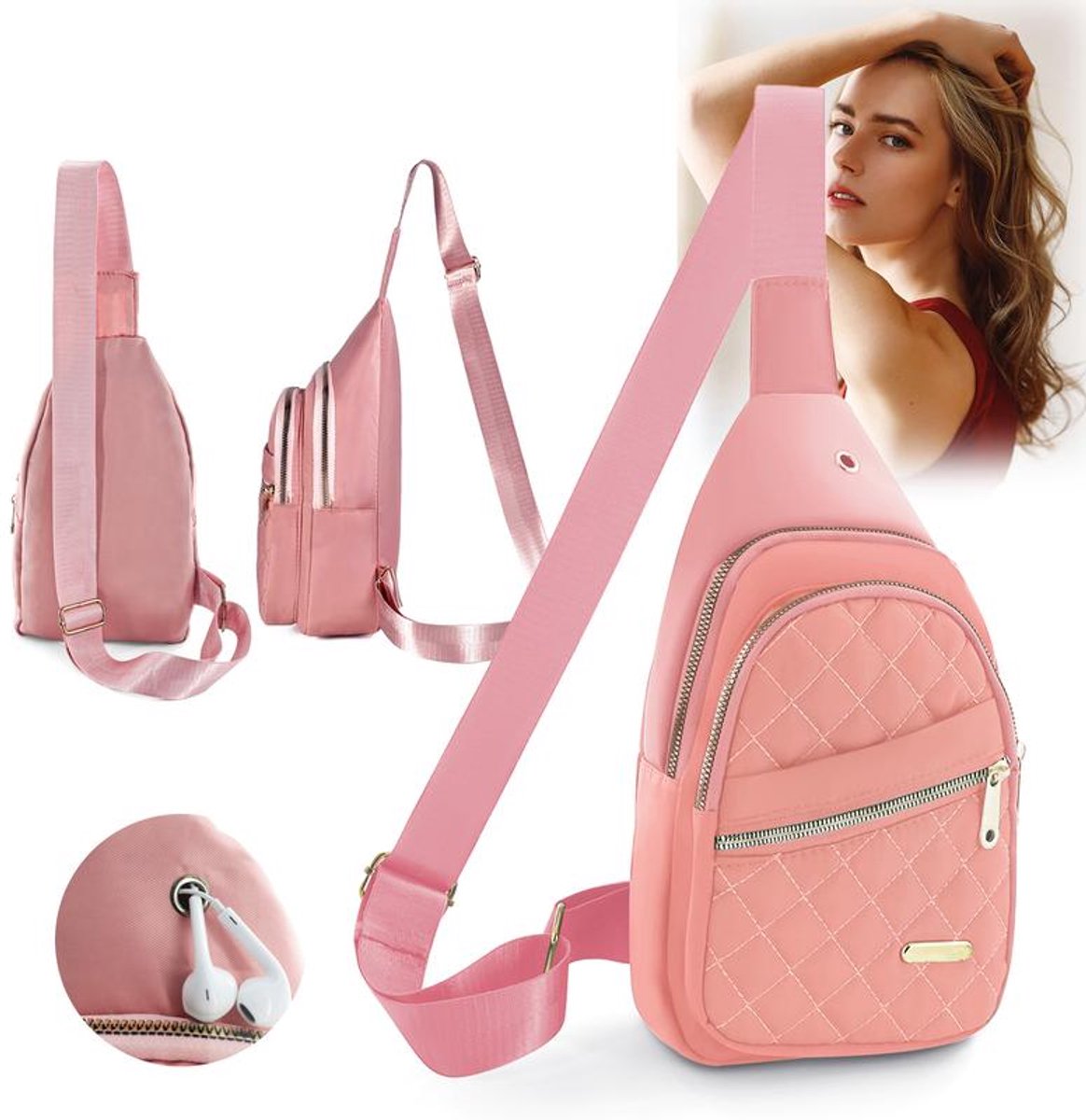 Unisex Shoulder Bag - 5 Storage Pockets & Cable Grommet - Crossbody Bag Women - Crossbody Bag Men - Crossbody Bags - Sling Bag - Adjustable Carrying Style — image 3