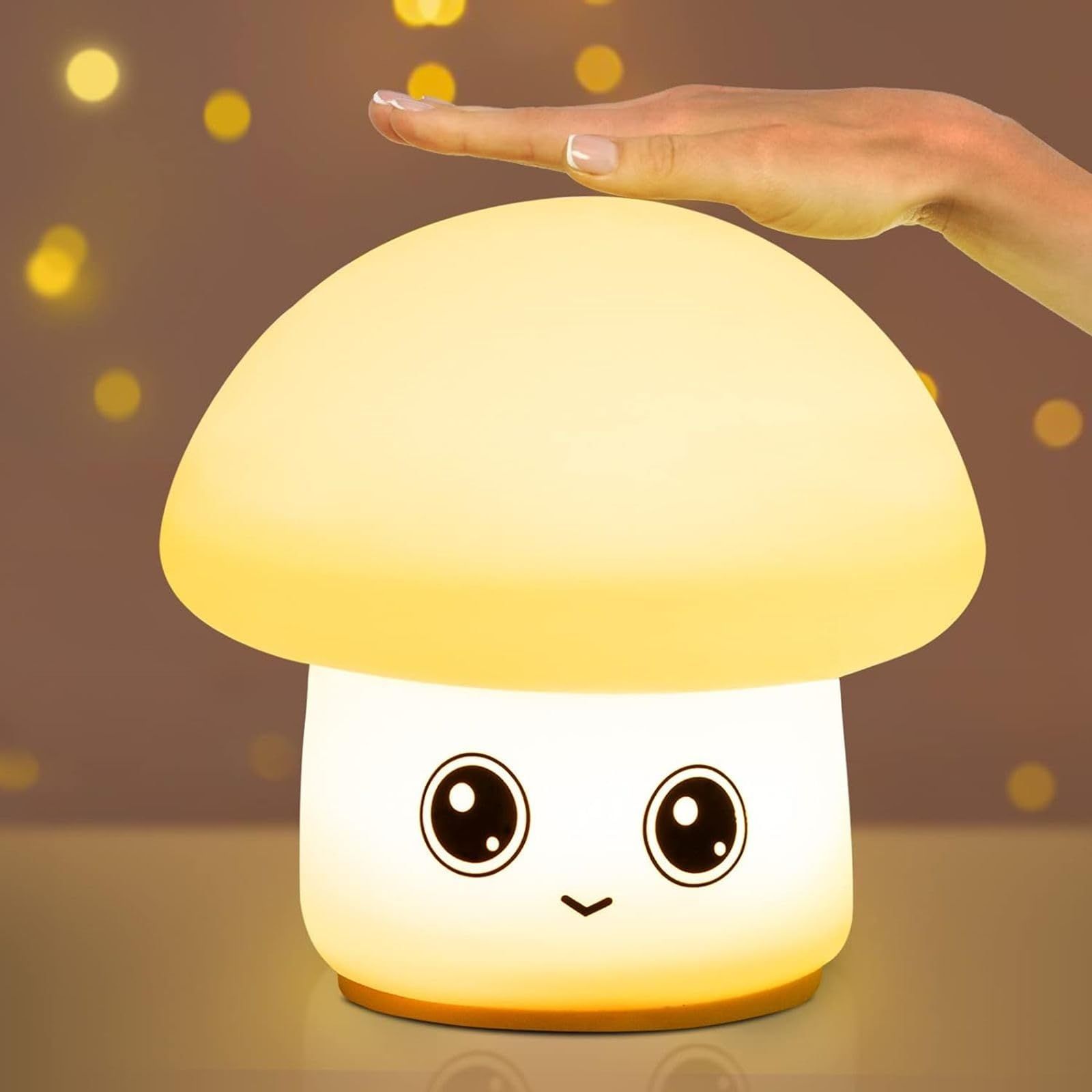Mushroom Night Light- 7 Colors Decor Mushroom Table Lamp for Kids/Baby/Adults, Soft Silicone Nightlights