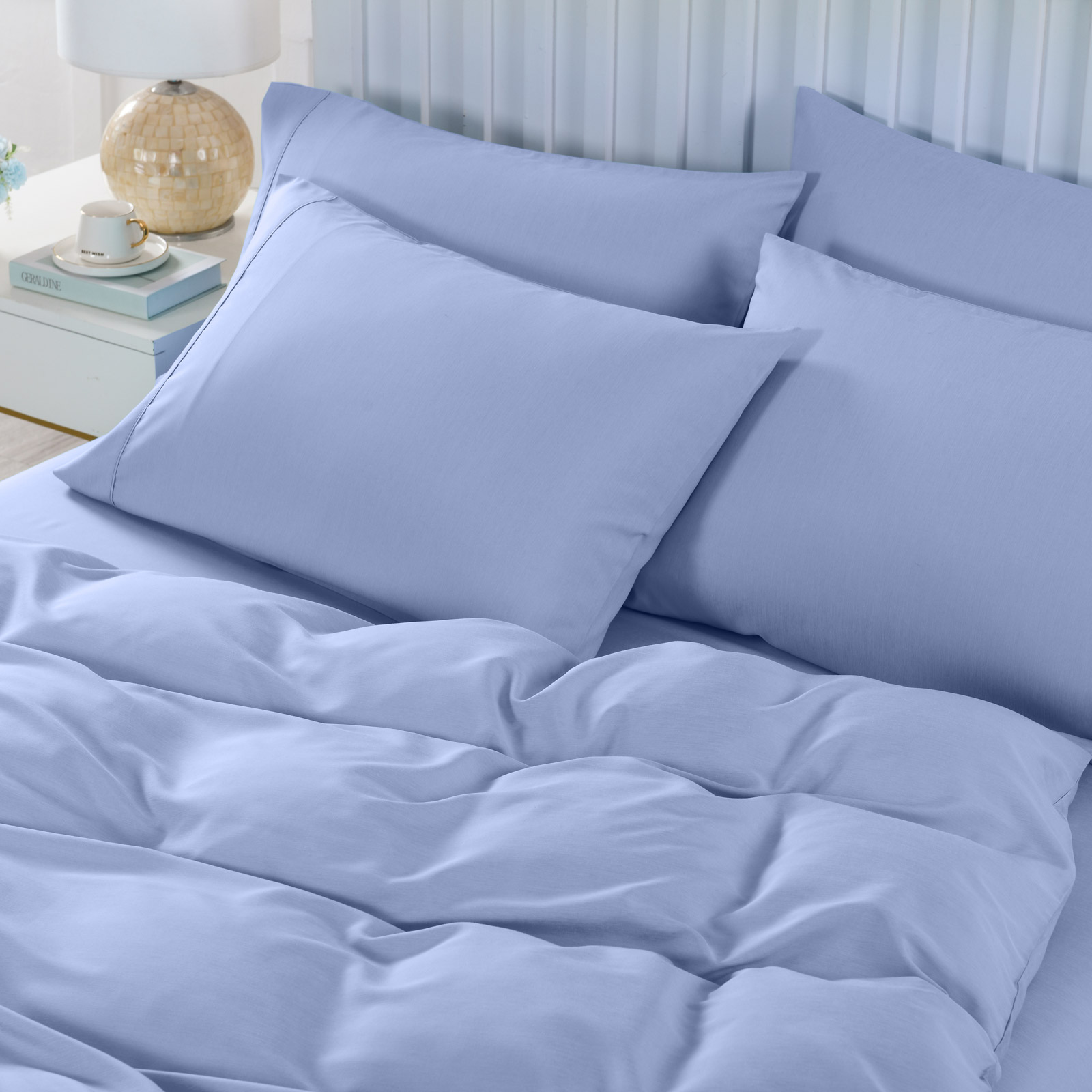 Royal Comfort 2000TC 6 Piece Bamboo Sheet & Quilt Cover Set Cooling Breathable - King - Light Blue — image 3