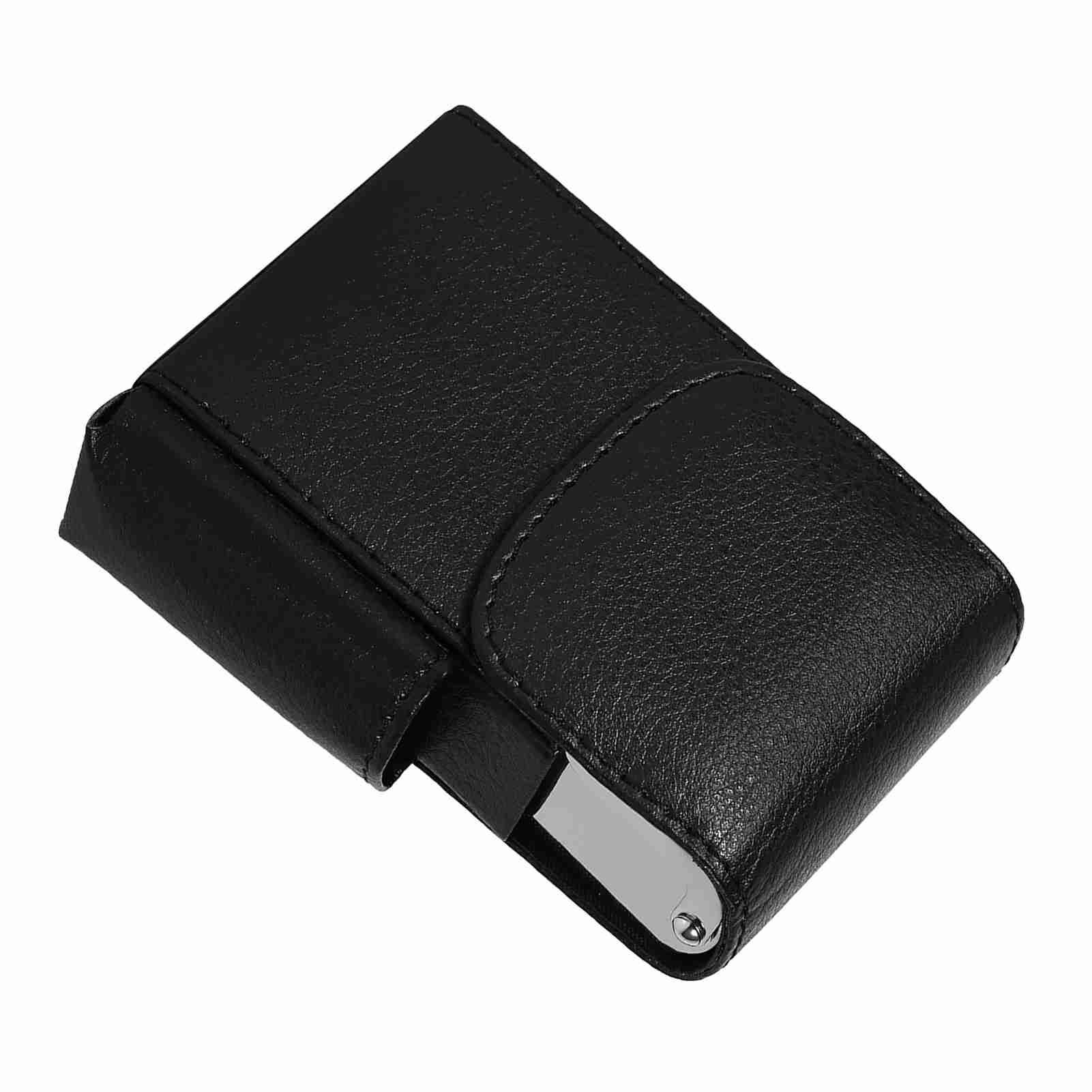 Cigarette Case PU Leather Smoke Tobacco Pouch Lighter Holder Storage Box Container Black — image 4
