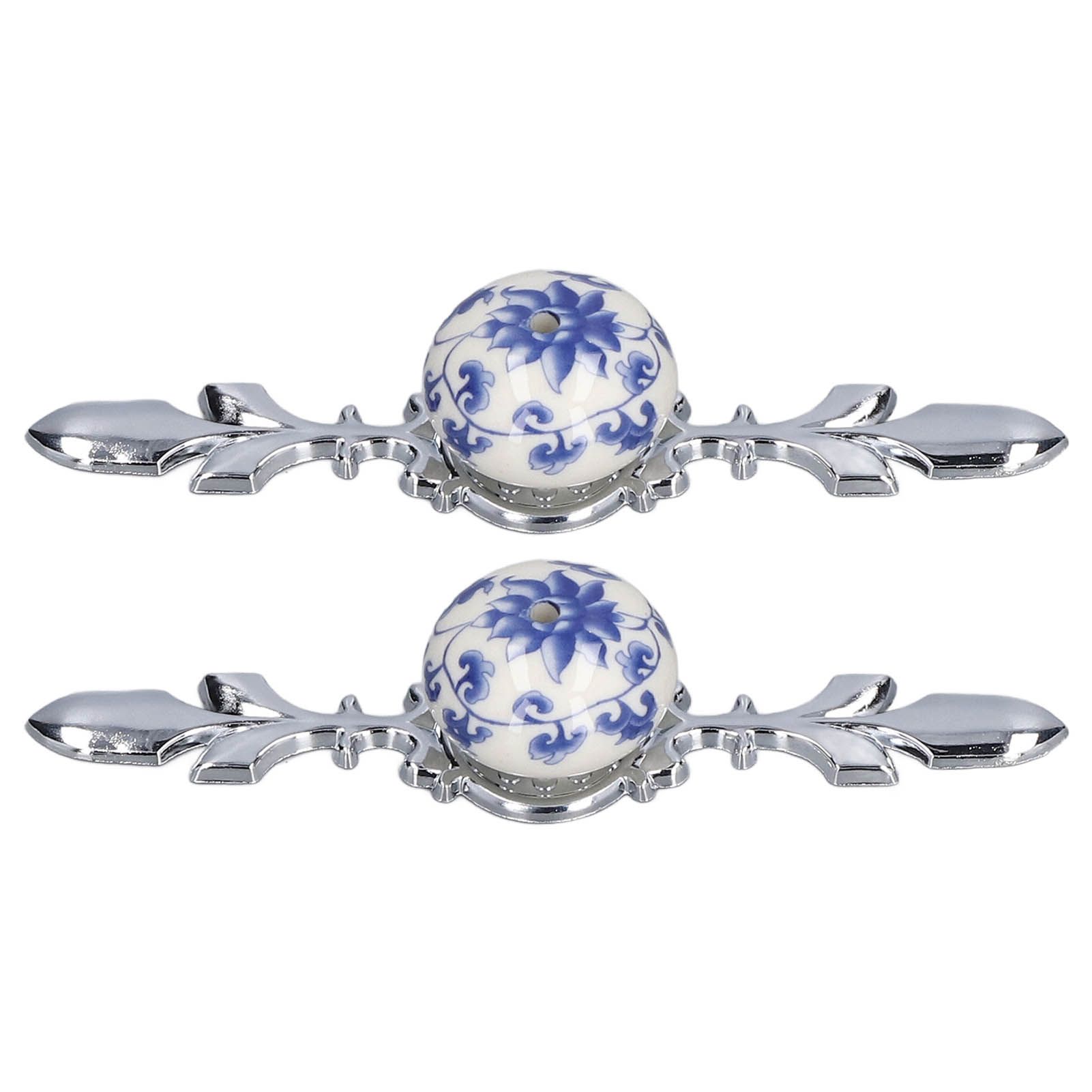 2pcs/set Ceramic Cabinet Handle Modern Simple Style Hand Painted Ceramic Cabinet Knobs1060D Rich Flower Blue and White Porcelain — image 6