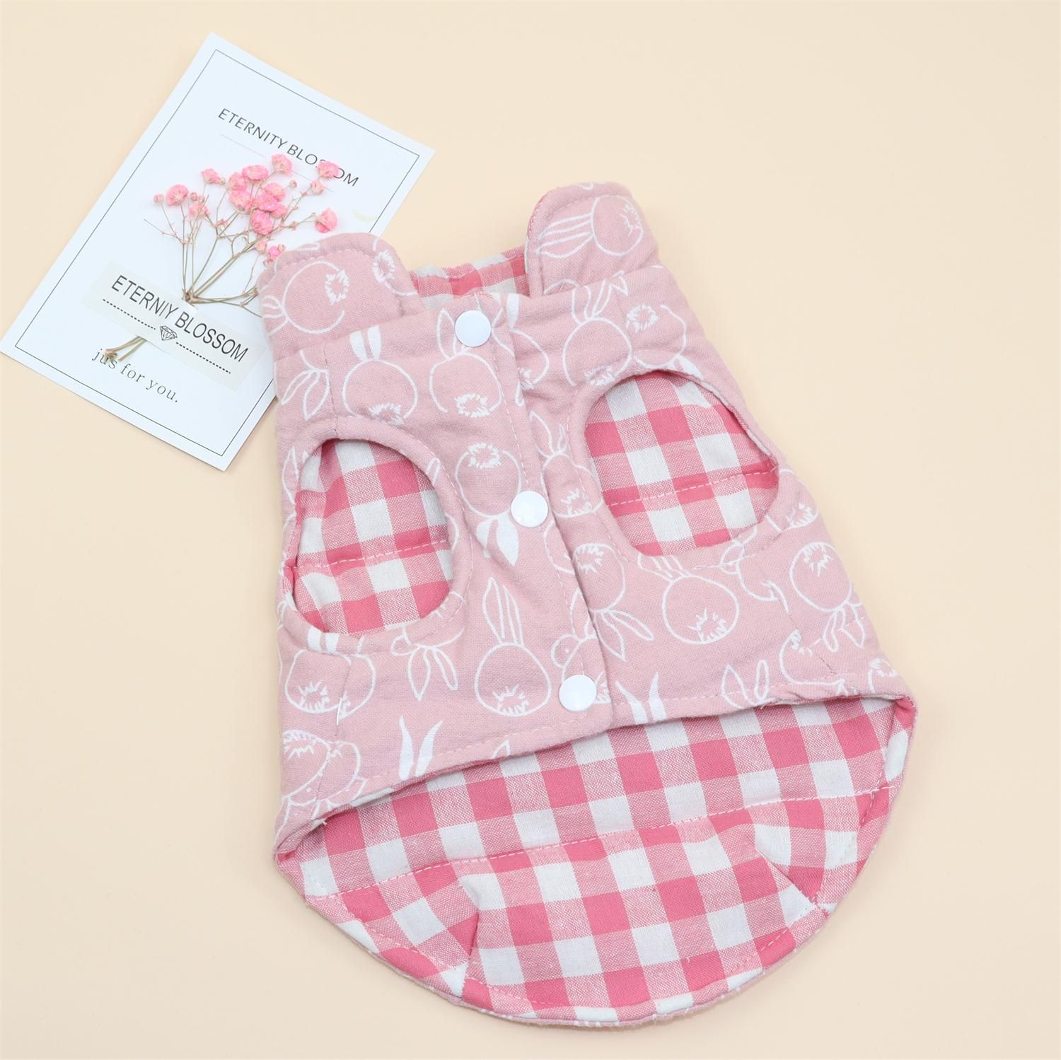 Dog Vest Qipet Reversible Winter Cotton Padded Medium Double-sided vest pink S