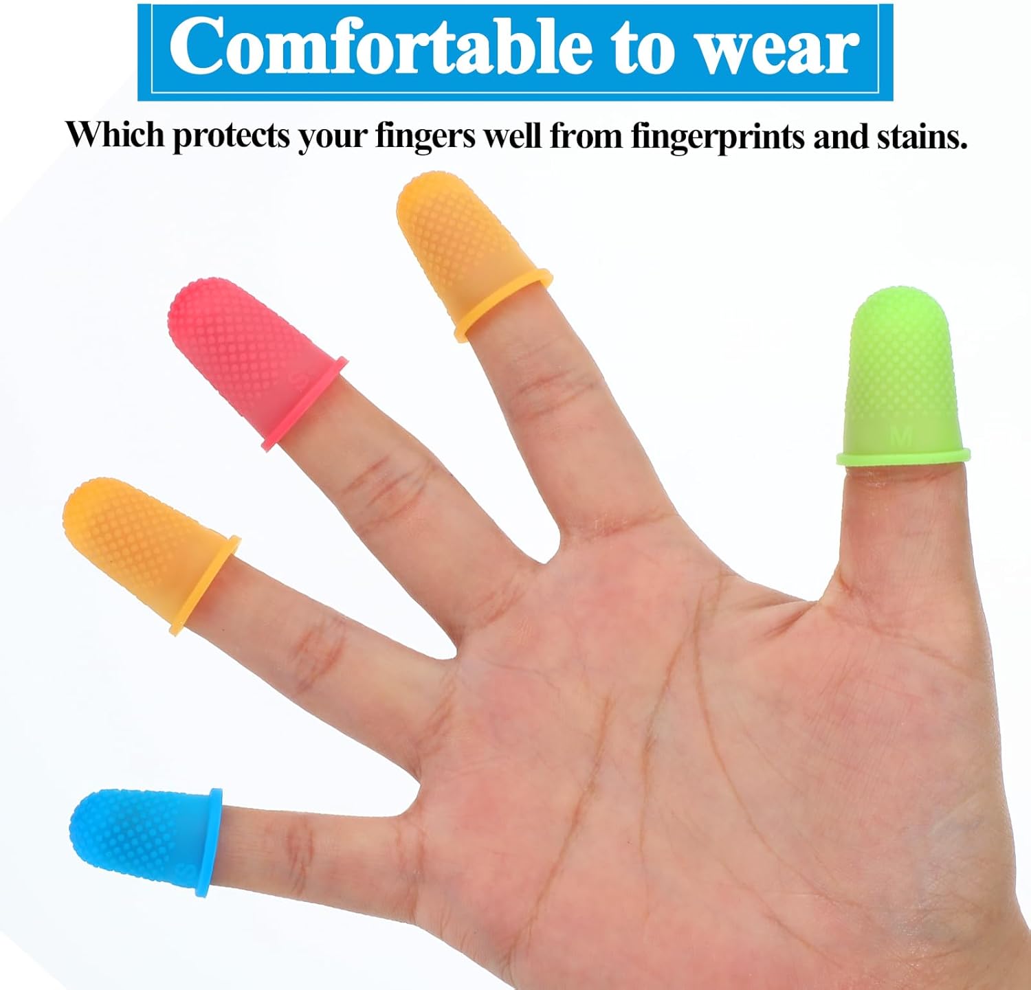 12pcs Rubber Finger Thimbles 4 Sizes Colors Silicone Hot Glue Finger Caps Reusable Thumb Guard Protectors Covers Finger Tip Pads Grips for Paperwork Cutting โ image 4