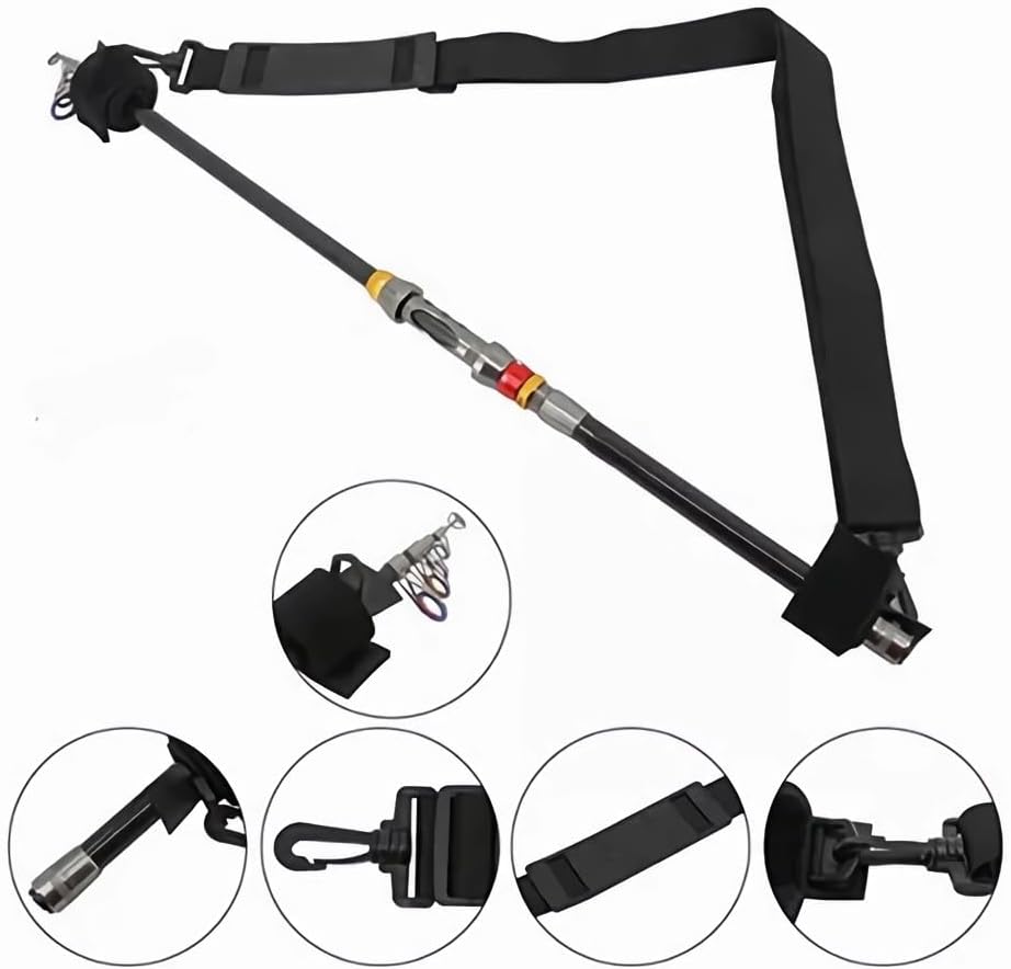 Fishing Rod Carry Strap,Sling Band Adjustable Shoulder Belt Tackle Holder,Nylon (2) — image 5