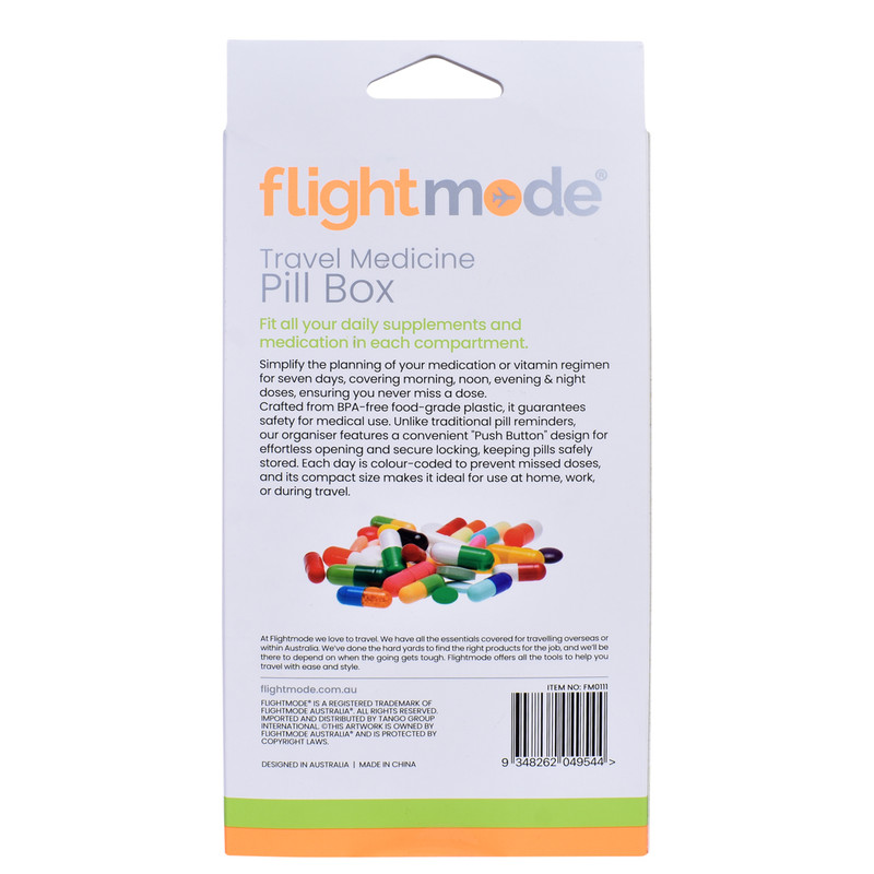 Flightmode 7 Day Travel Pill Box Medicine Organiser with Individual Daily Compartment β image 3