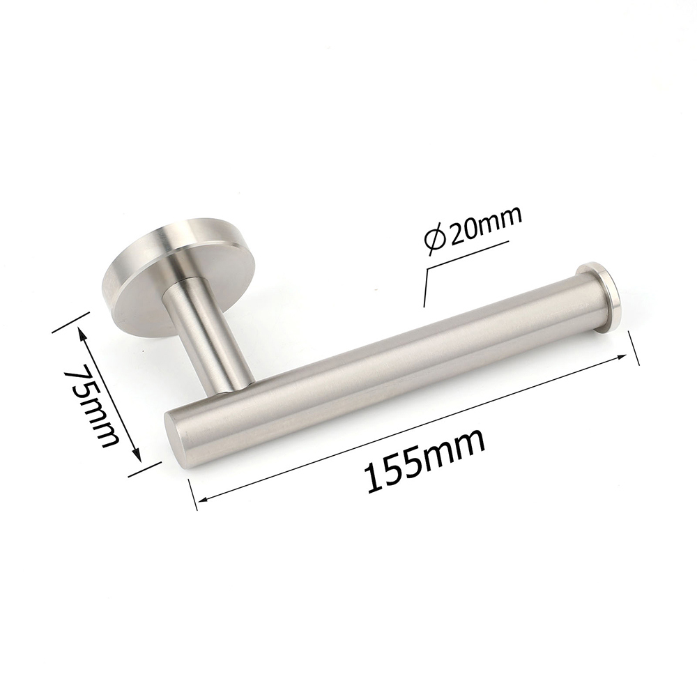 Brushed Nickel Stainless Steel Toilet Paper Roll Tissue Holder Rack Kit Bathroom — image 2