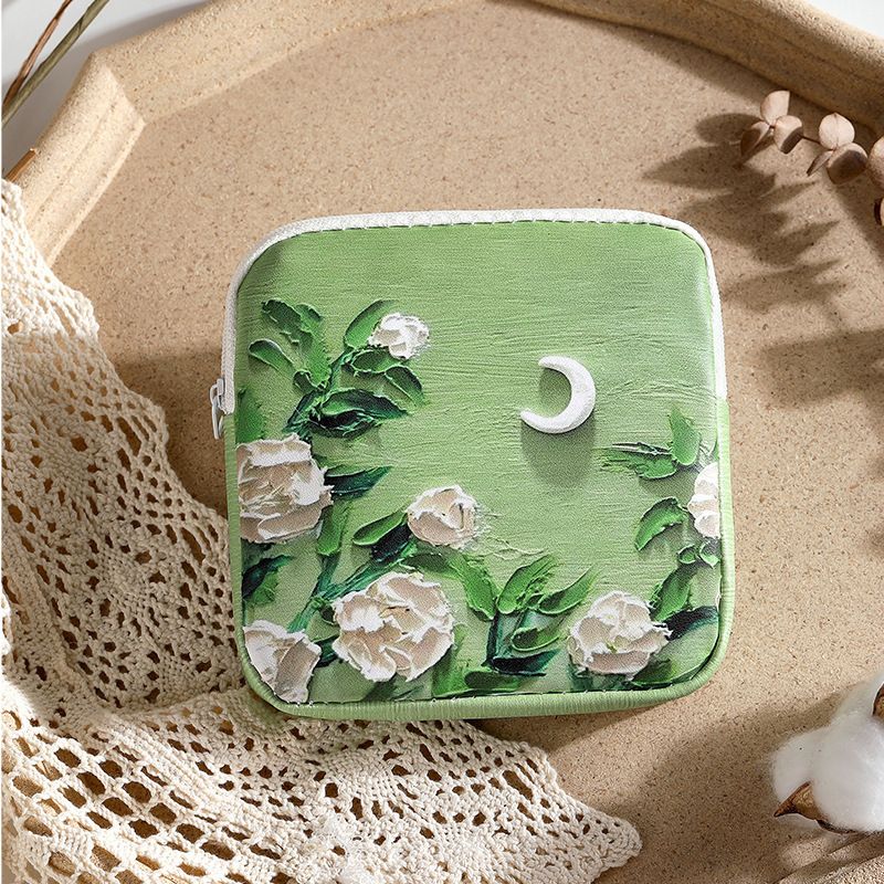 White Rose Makeup Bag Large Capacity Portable Storage Upgraded model: white rose under the moon — image 3