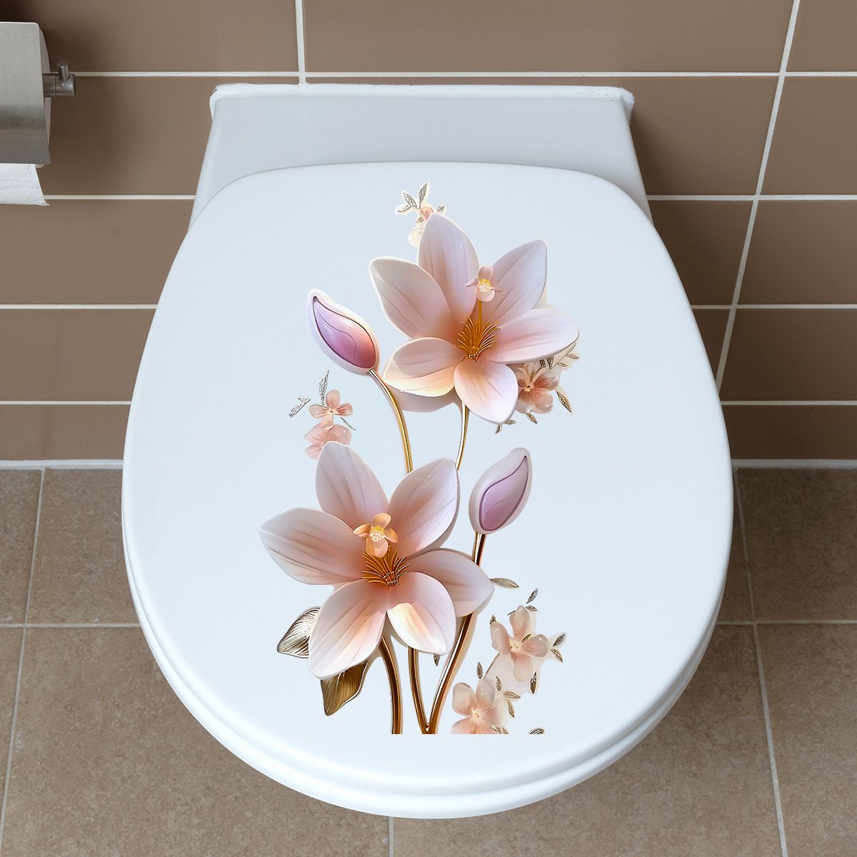 2pc 3D Toilet Sticker, Self-Adhesive Wall Stickers, Bedroom Entryway Living Room Porch Wall Stickers Removable — image 4