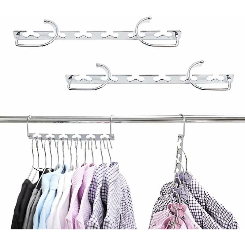 Space Saving Hangers, Magic Metal Hangers Stainless Steel Non-Slip, Multifunctional Space Saving Hanger Organizer In — image 4