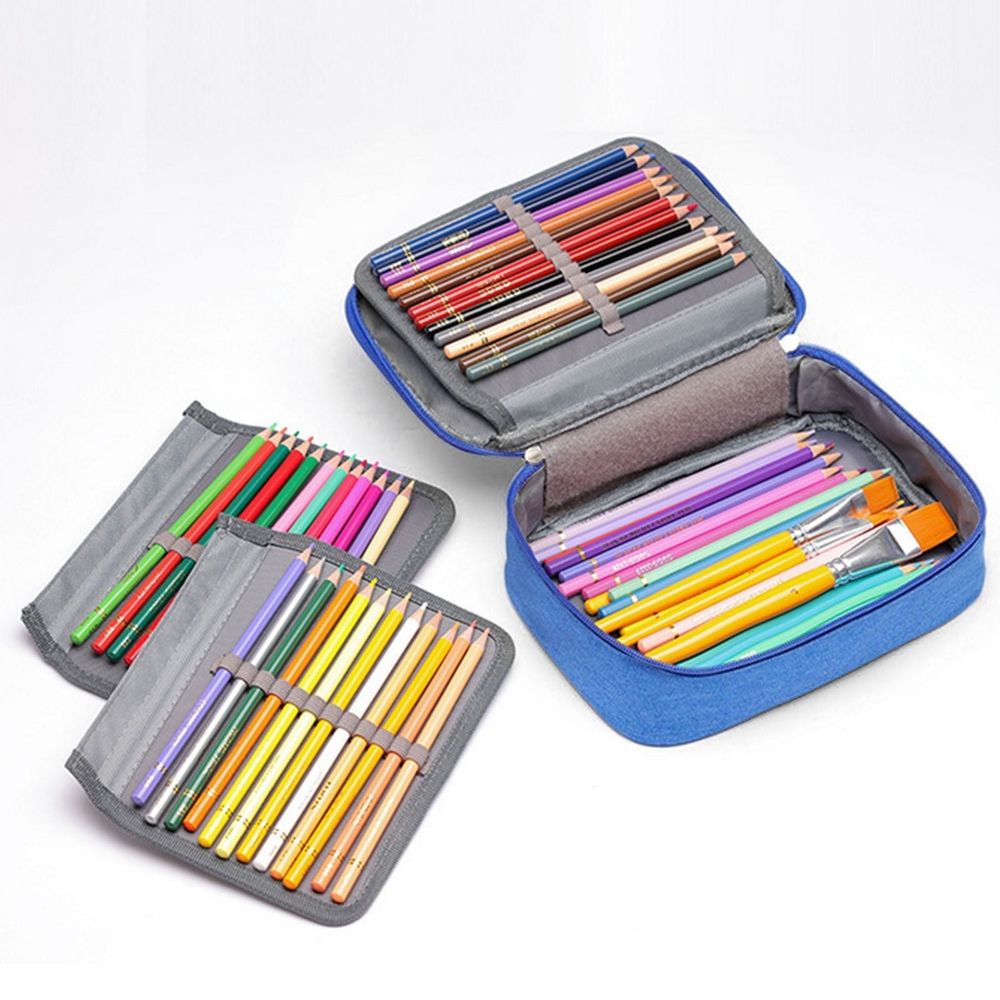 72 Slots Pencil Case - Large Capacity Oxford Multi-layer Zipper Pencil Bag for Color Pen, Colored Pencils, Watercolor Pens, Makeup Brush, Gel Pen and More