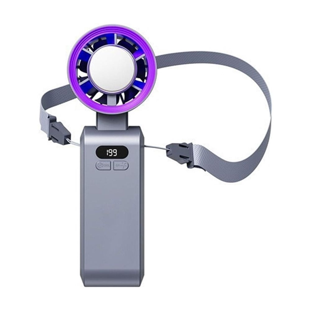 Portable Handheld Turbo Fan with Digital Display,90° Foldable Rechargeable Mini Fan with Lanyard for Outdoor Activities Travel Beach Gifts for Women Men