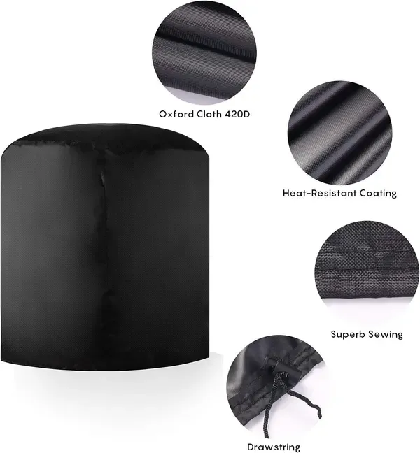1 Piece Round Grill Cover, 210D Oxford Waterproof Windproof Outdoor Protector for Charcoal and Gas Grills, Black, 71 x 65 cm โ image 2