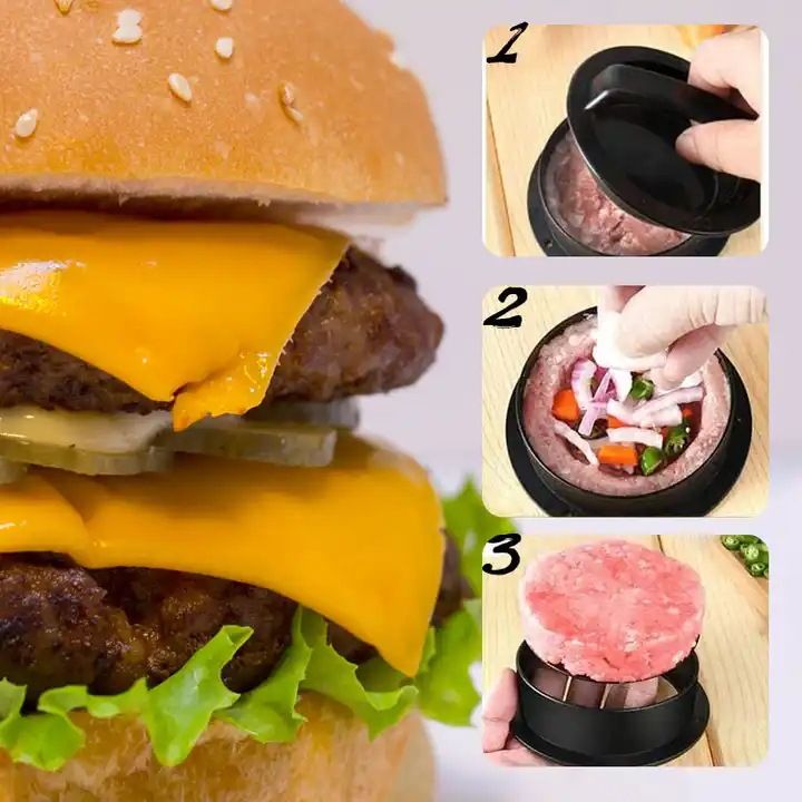 Hamburger Press, Hamburger Press Patty Maker, 3 in 1 Stuffed Burger Press Patty Maker, Patty Press for Stuffed Burgers, Sliders — image 3