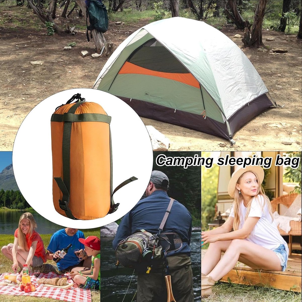 compression bag - Sleeping bag Storage bag - Backpacking storage bags - Portable sleeping bag storage bag - Lightweight backpack bag - Camping storage bag — image 4