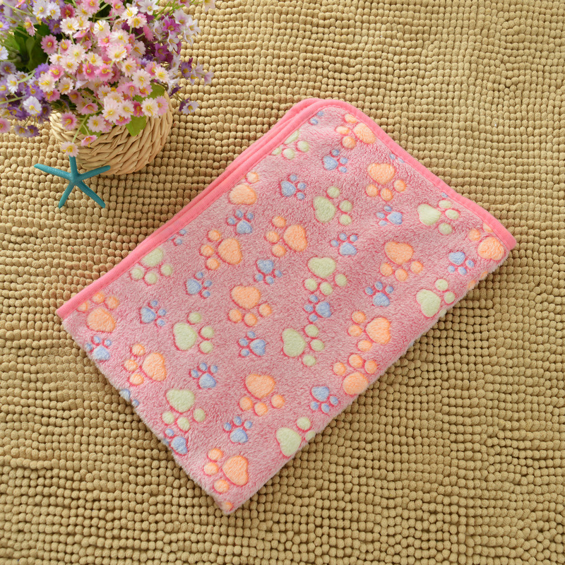 Pink Pet Blanket Set – Plush Paw Print Design, 3-Piece Pack (S/M/L Sizes)