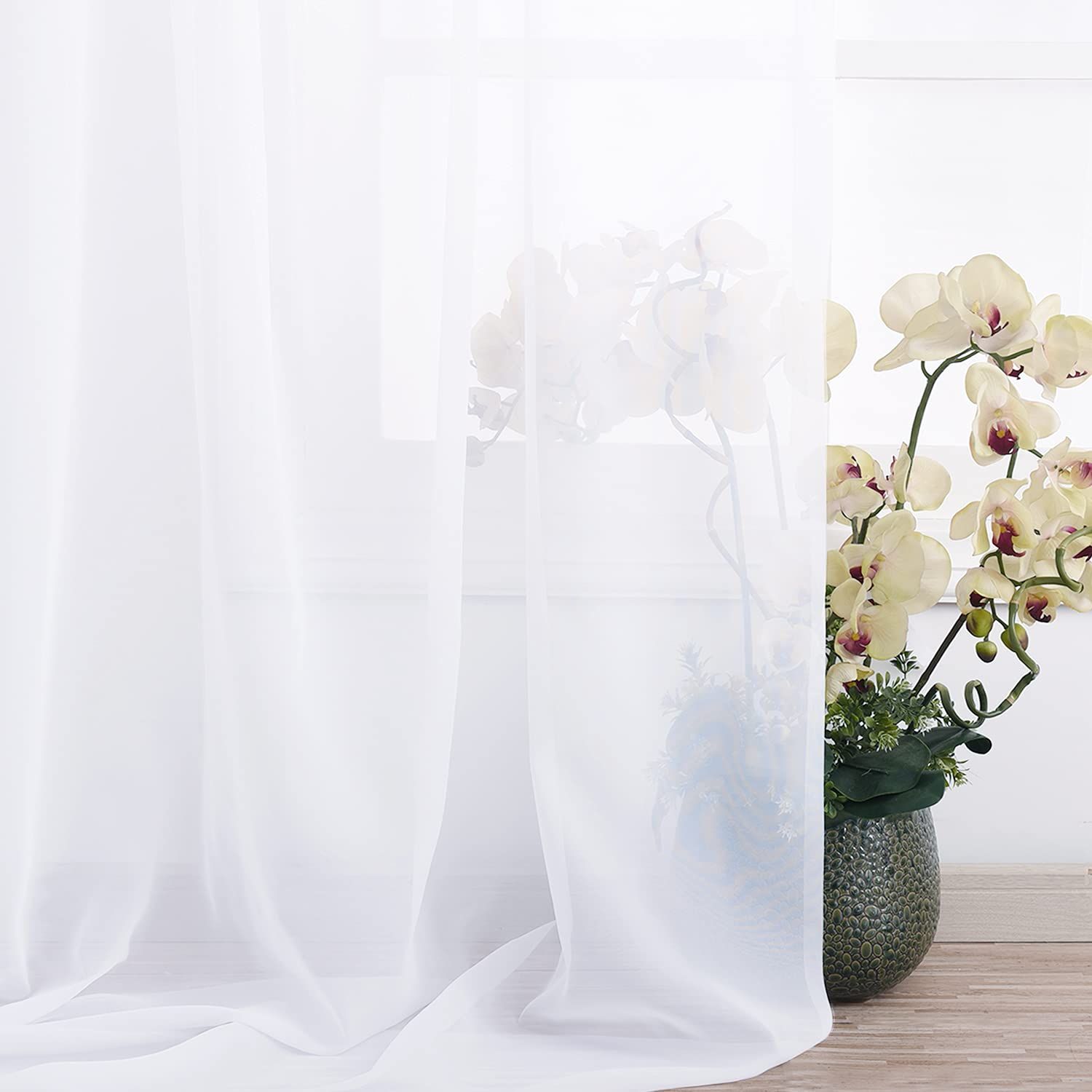 Canopy Bed Curtains Panels 236 - Home Decoration Sheer Voile Scarf Valance for Wedding (1 Panel, W60 x L236, White) โ image 3