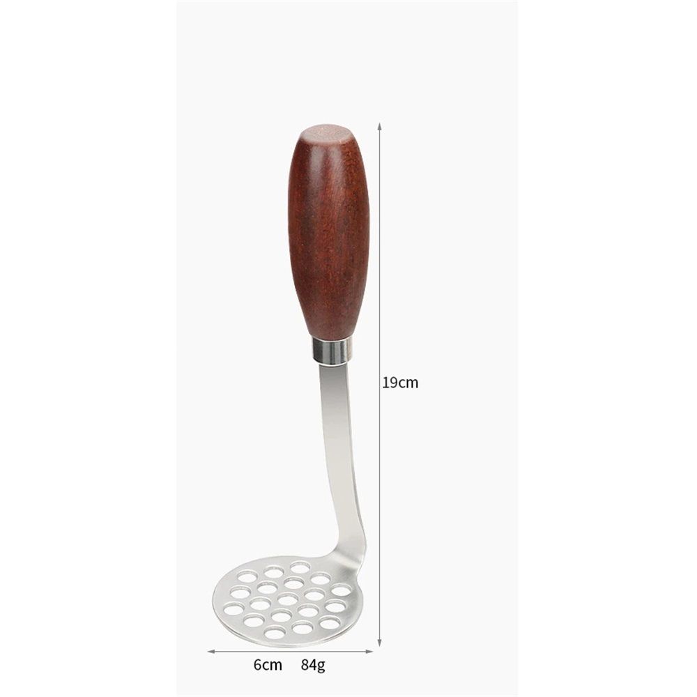 Anti slip wooden handle potato grinder, easy to crush, labor-saving, 304 stainless steel, sturdy and durable potato press machine, dishwasher safe, suitable โ image 4