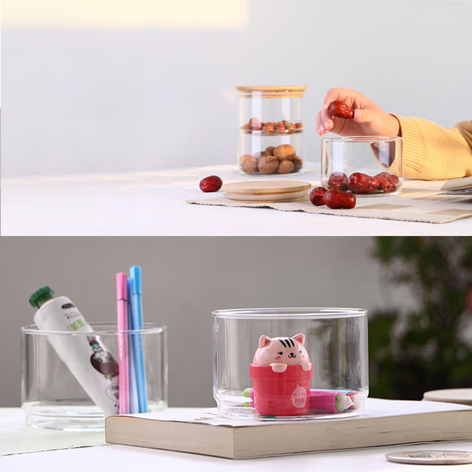 Tiered Glass Storage Jars Snack and Dried Fruit Organizer Glass Salad Bowl with Lid — image 6
