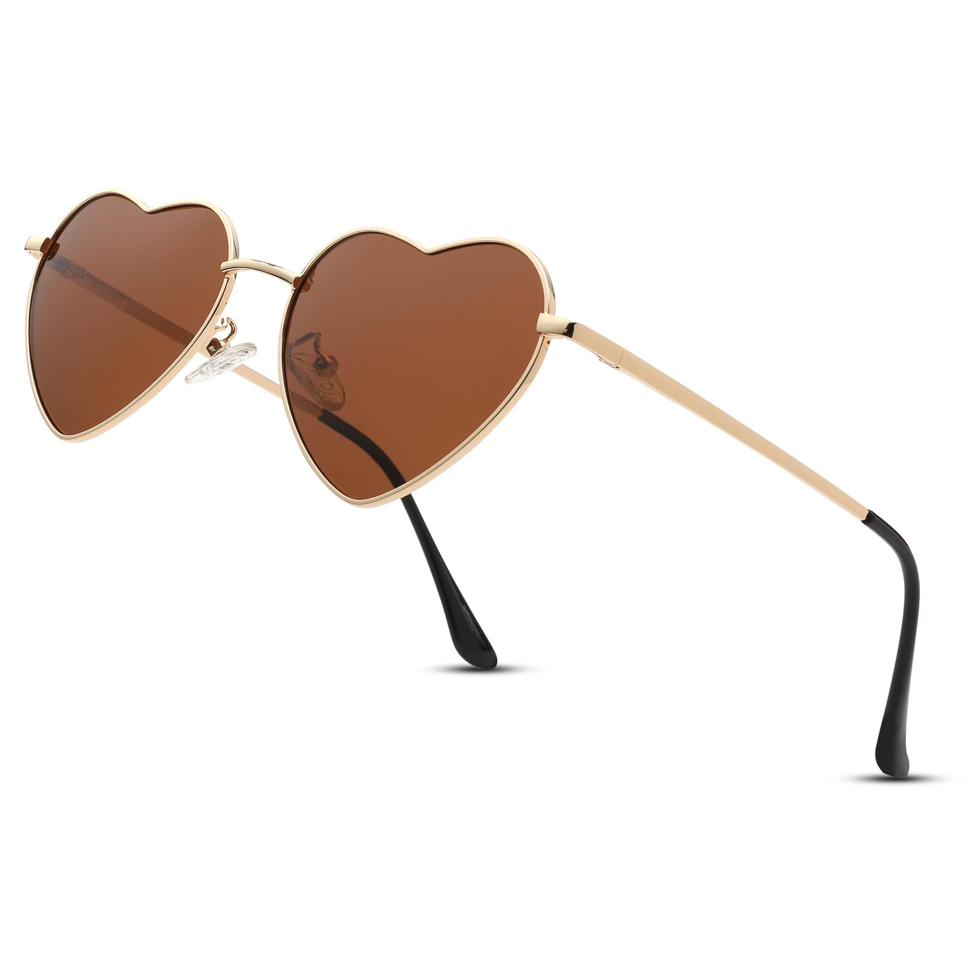 Retro Heart Sunglasses Polarized for Women Men Heart Shaped Glasses Metal Frame Spring Hinge Heart Sunglasses — image 5